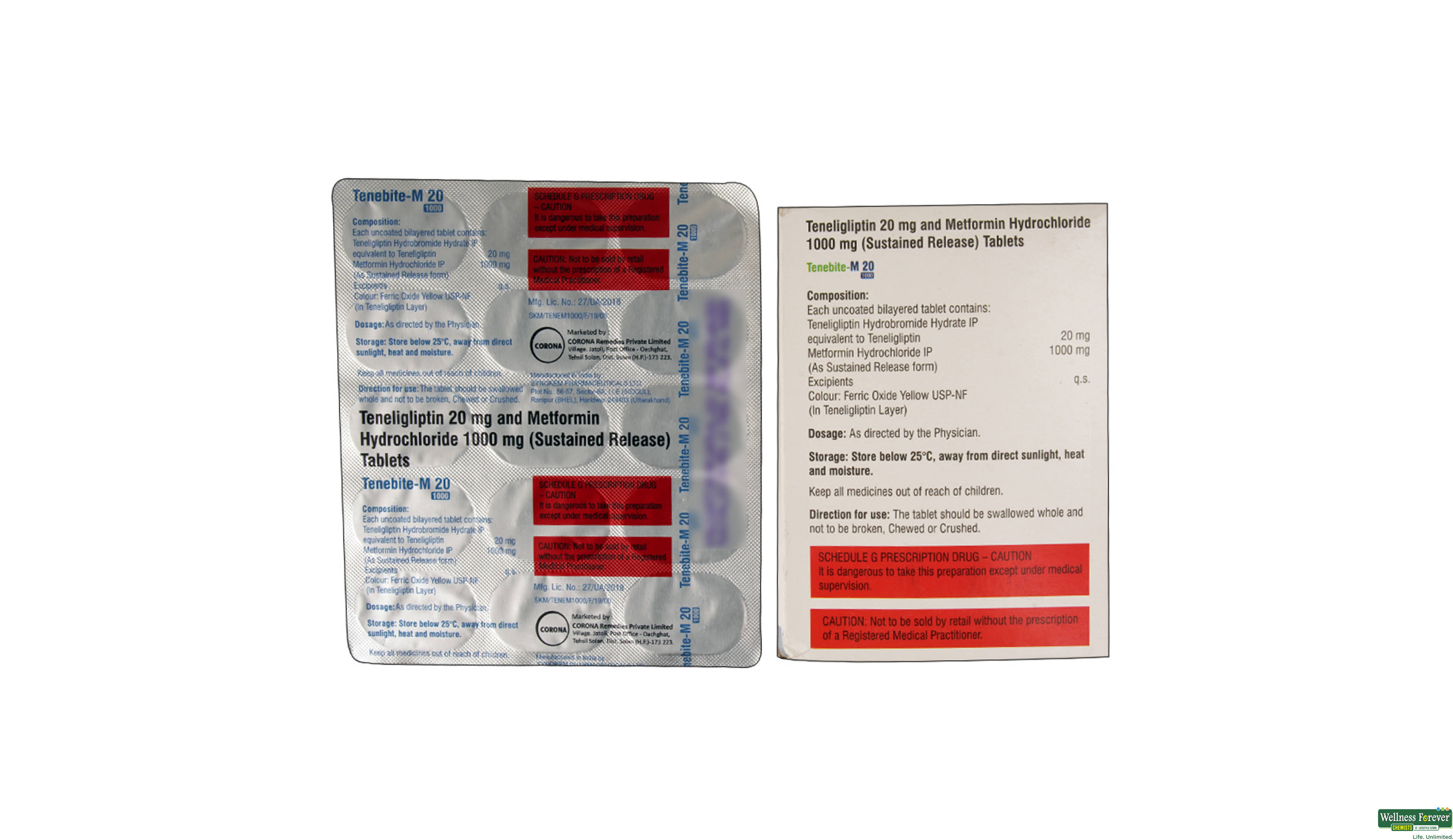TENEBITE-M 20/1000MG 15TAB- 2, 15TAB, 