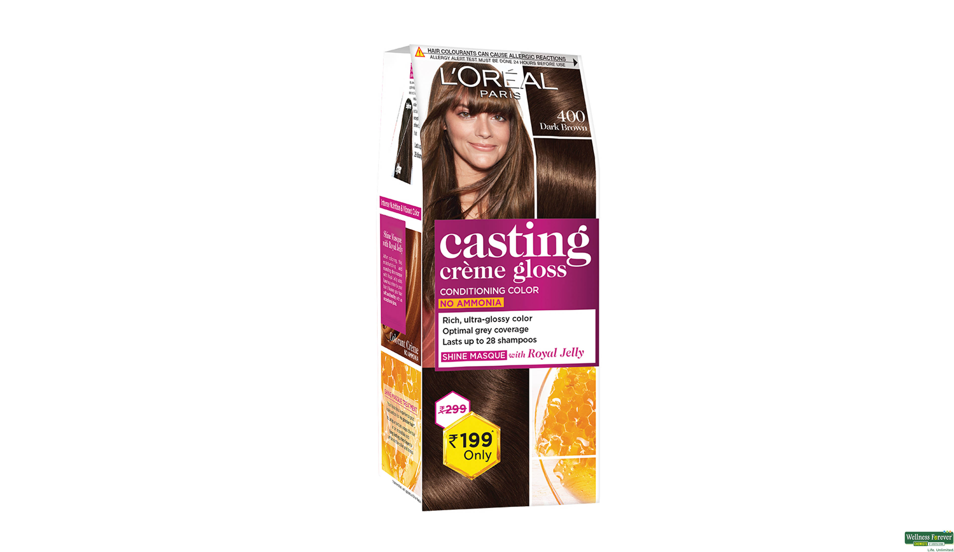 LOREAL HR/COLOR CAST D/BROWN 400 MINI 1PC- 1, 1PC, 