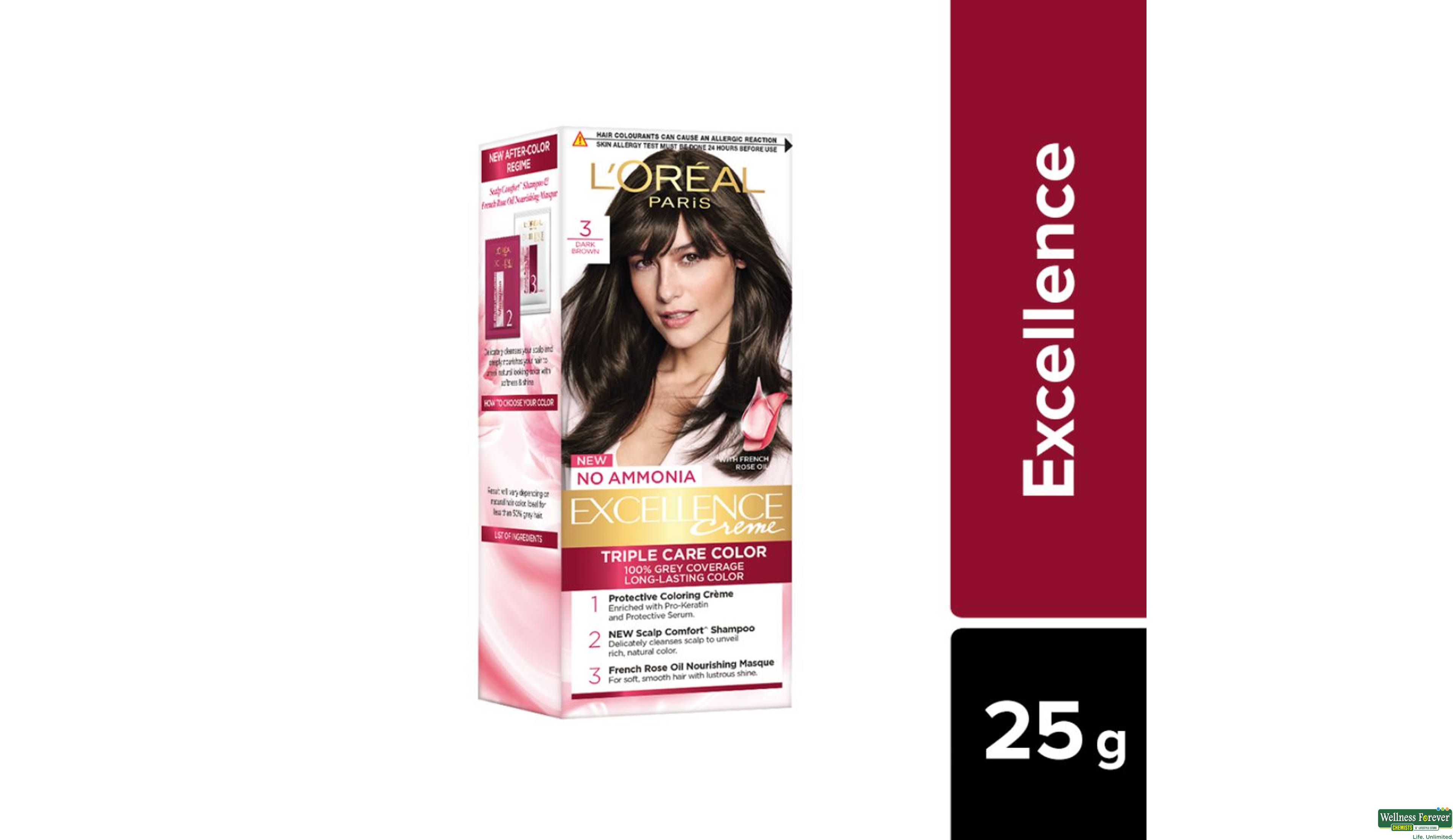 LOREAL HR/COLOR EXCE D/BROWN 3 MINI 1PC- 1, 1PC, 