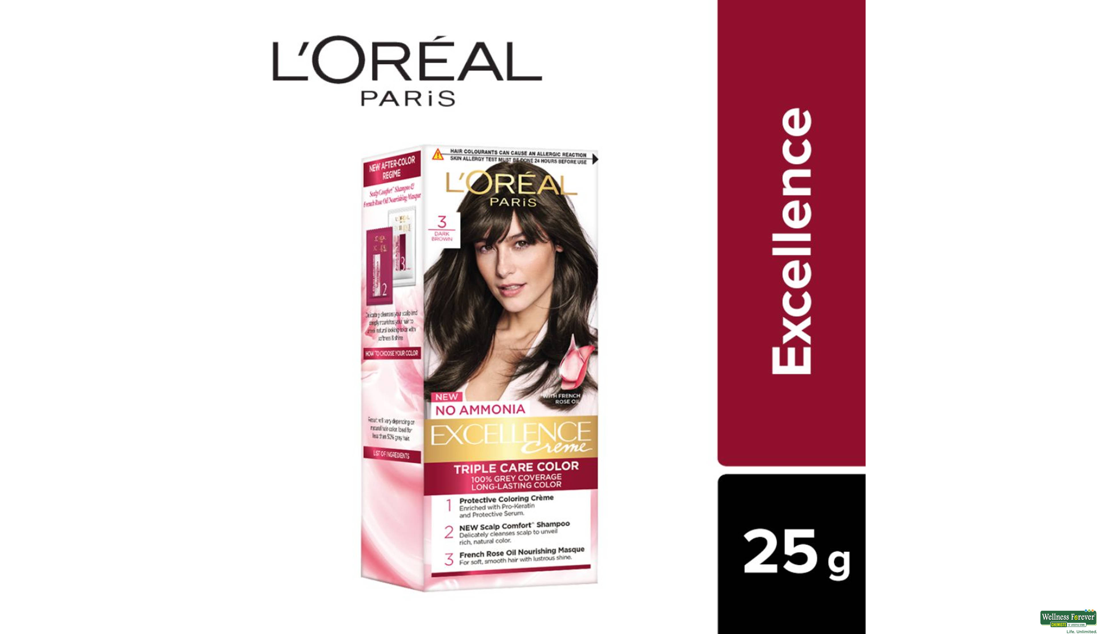 LOREAL HR/COLOR EXCE D/BROWN 3 MINI 1PC- 2, 1PC, 