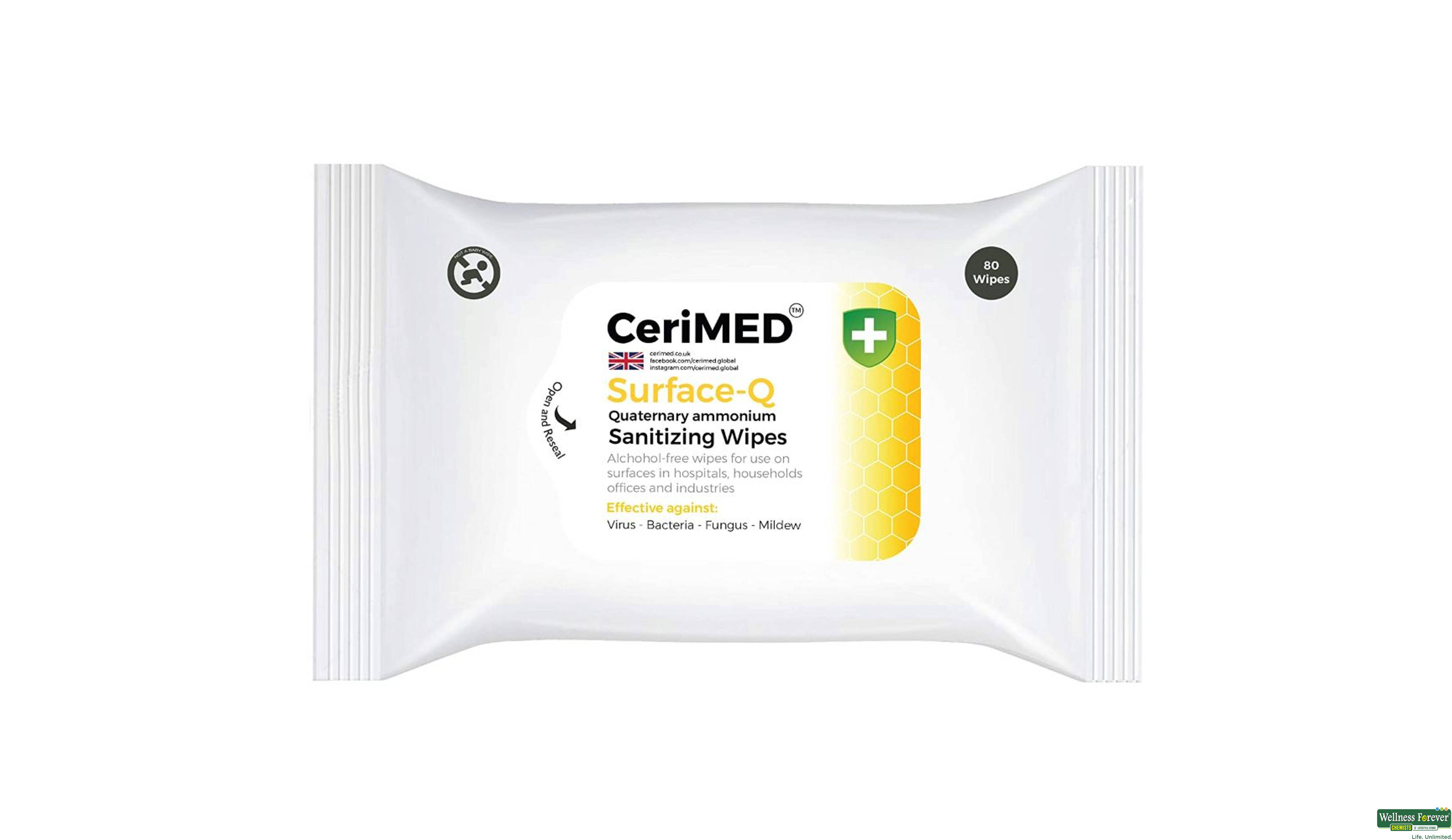 CERIMED SURFACE-Q SANITIZING WIPES 80PC- 1, 80PC, 