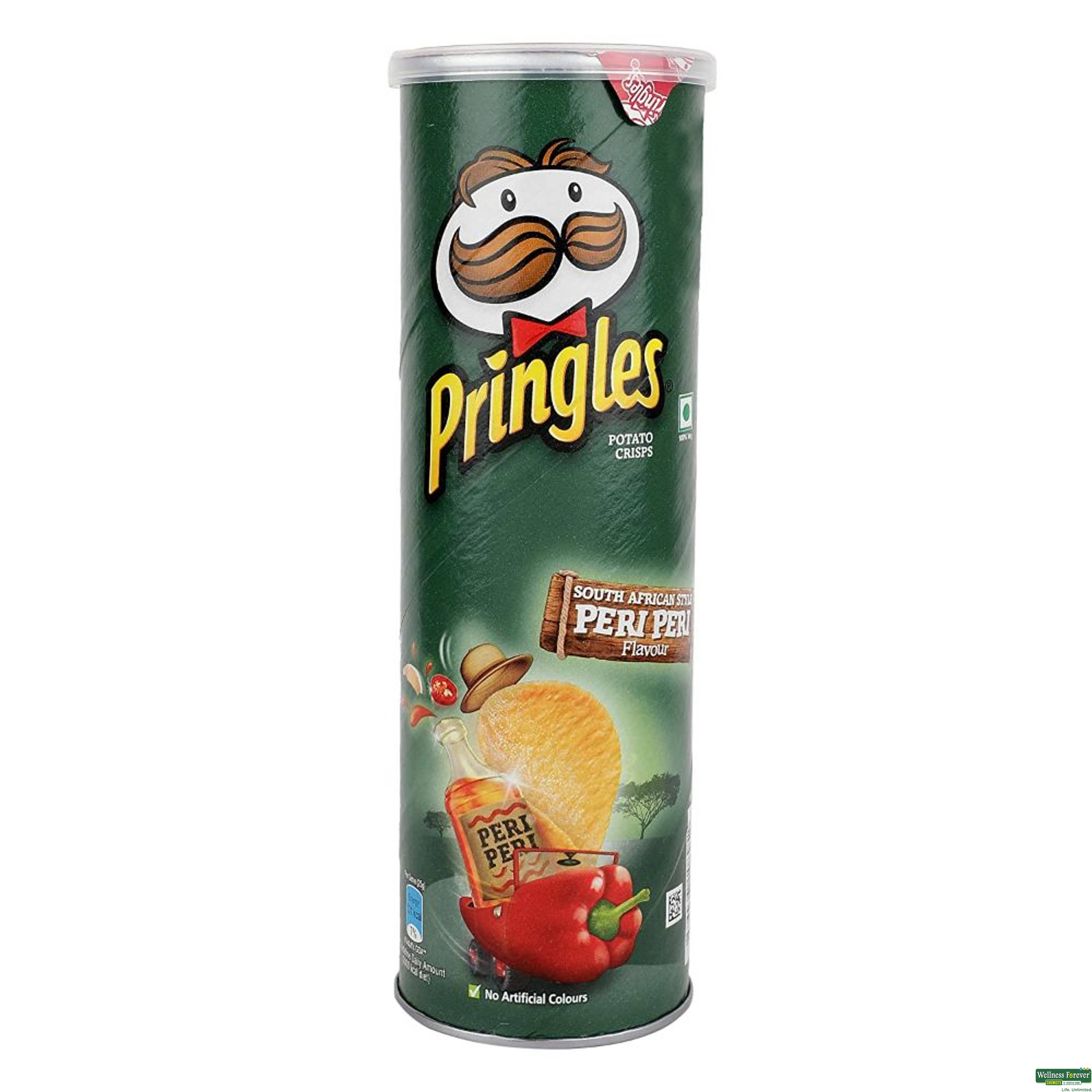 Pringles Potato Chips, South African Style Peri Peri Flavour, 107 g-image