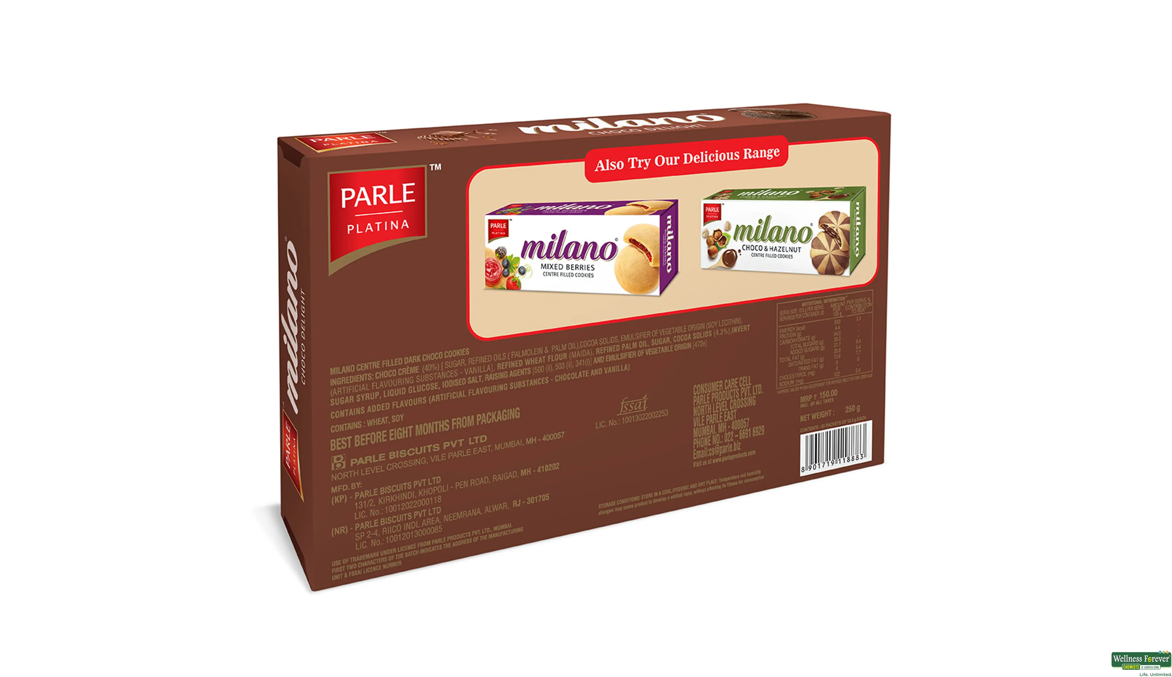 PARLE MILANO CHOCO DELIGHT 250GM- 2, 250GM, 