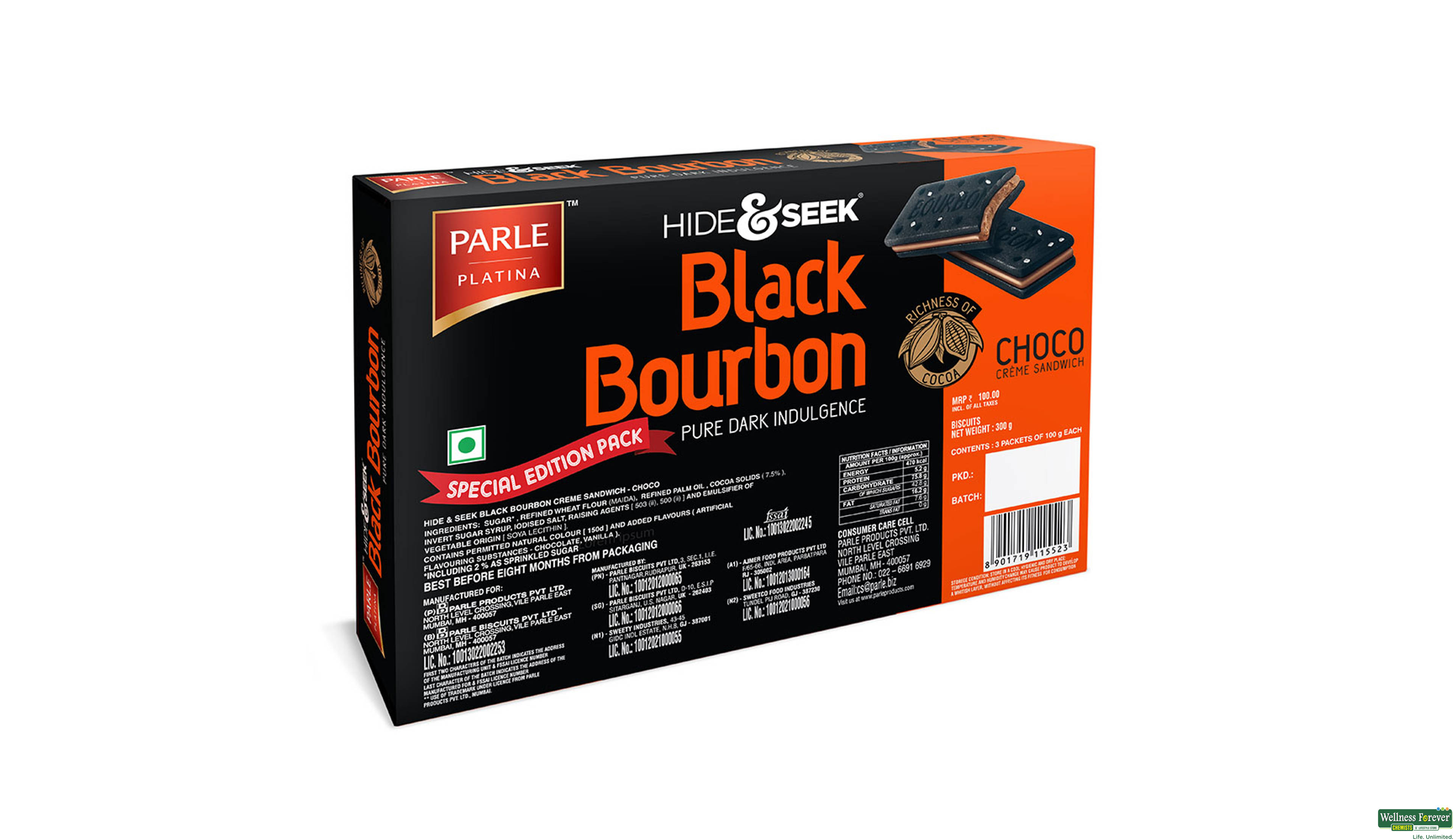 PARLE HIDE SEEK BLACK BOURBON 300GM- 2, 300GM, 