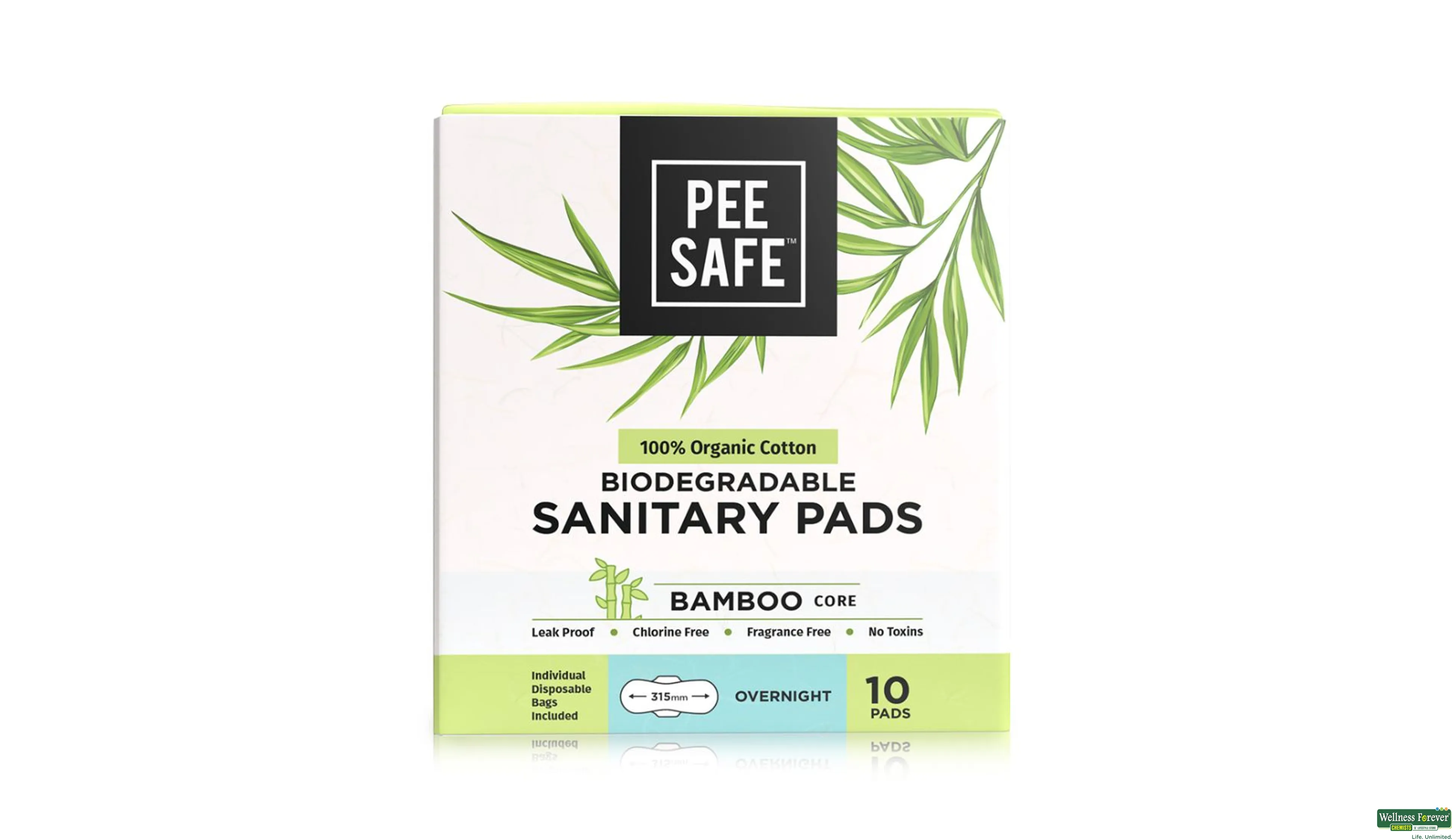 PEESAFE SA/PADS ORGANIC OVERNIGHT 10PC- 1, 10PC, 