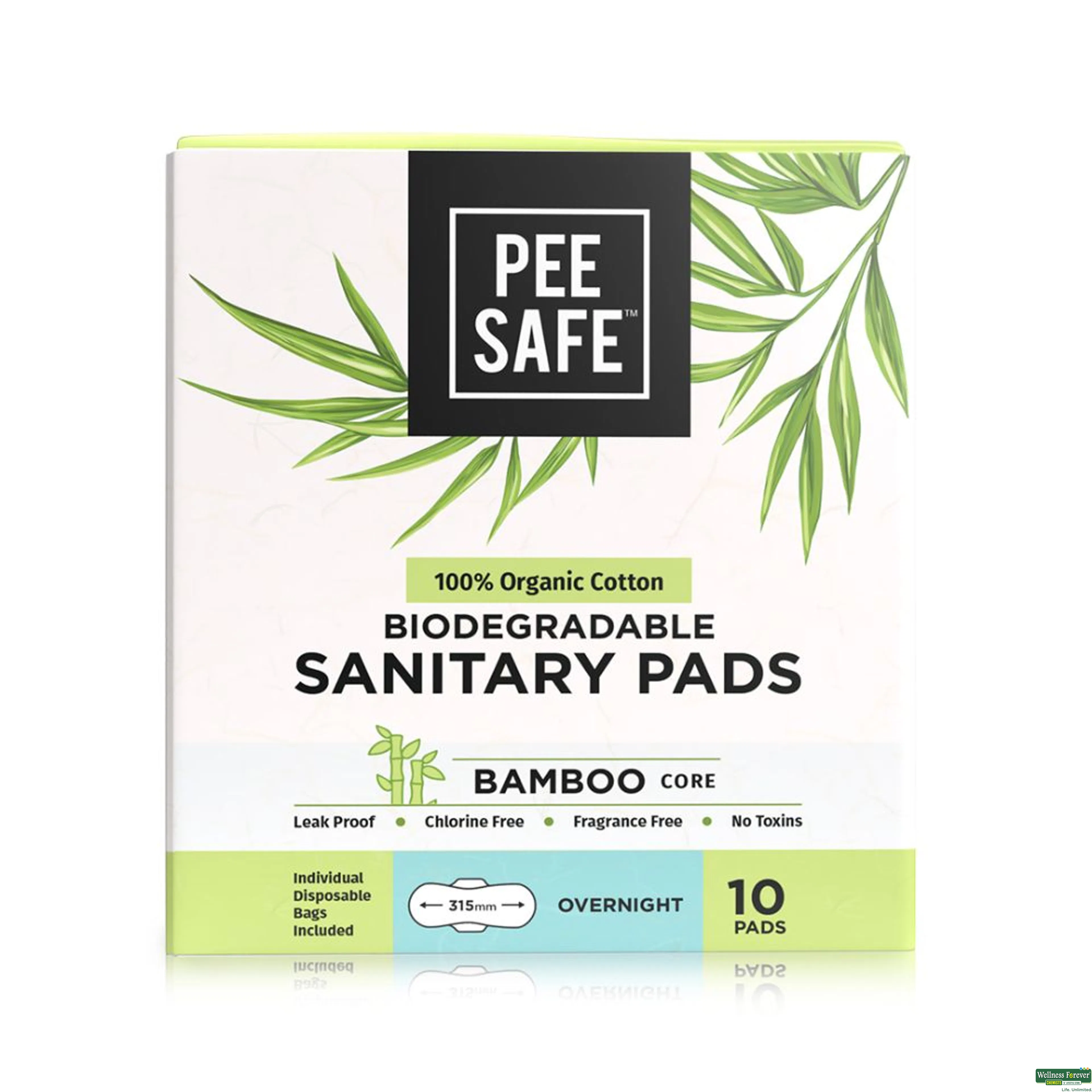 PEESAFE SA/PADS ORGANIC OVERNIGHT 10PC-image