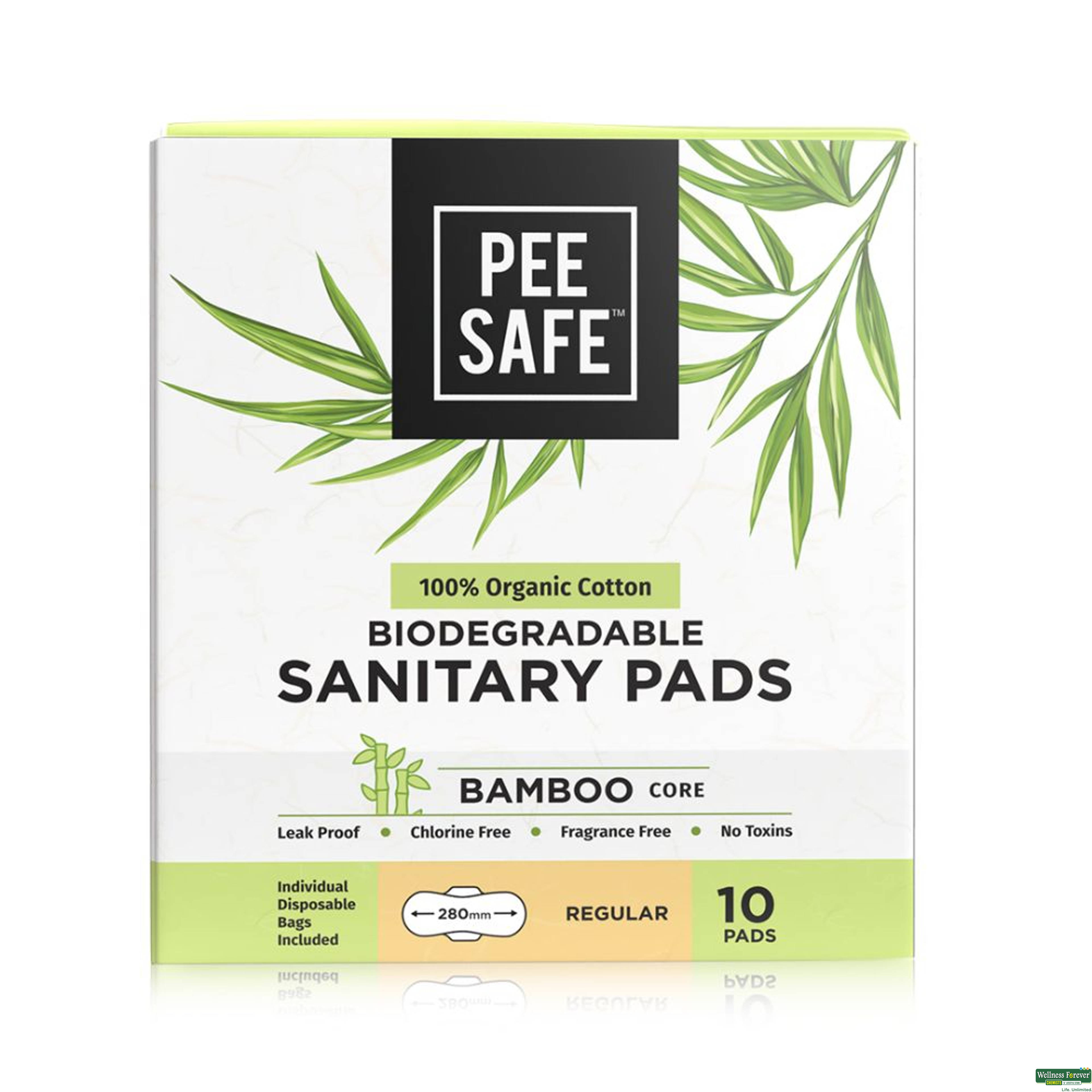 Pee Safe Biodegradable Sanitary Pads Regular 10 Pieces-image