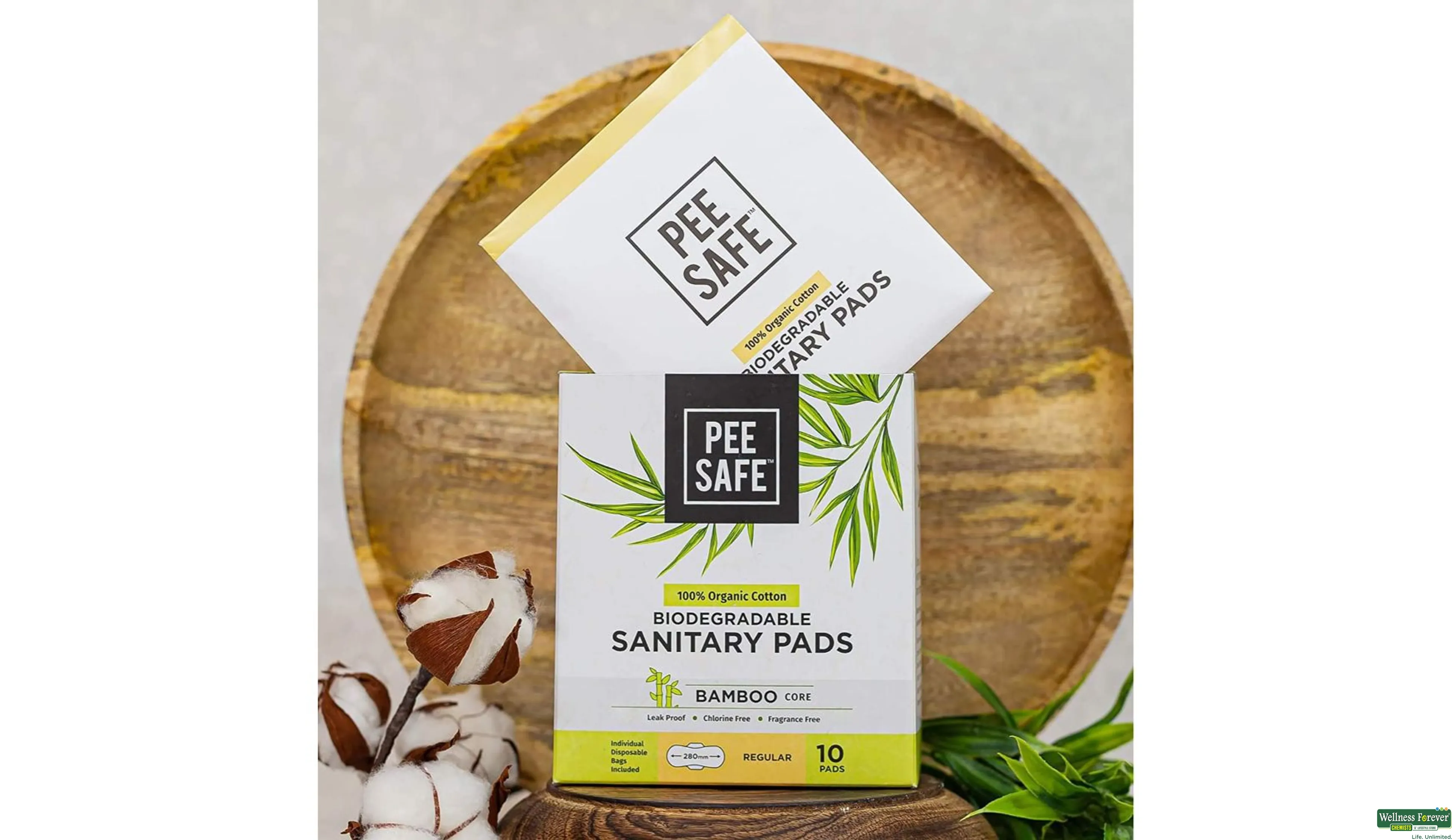 Buy Pee Safe Biodegradable Sanitary Pads, Overnight, 10 pcs Online