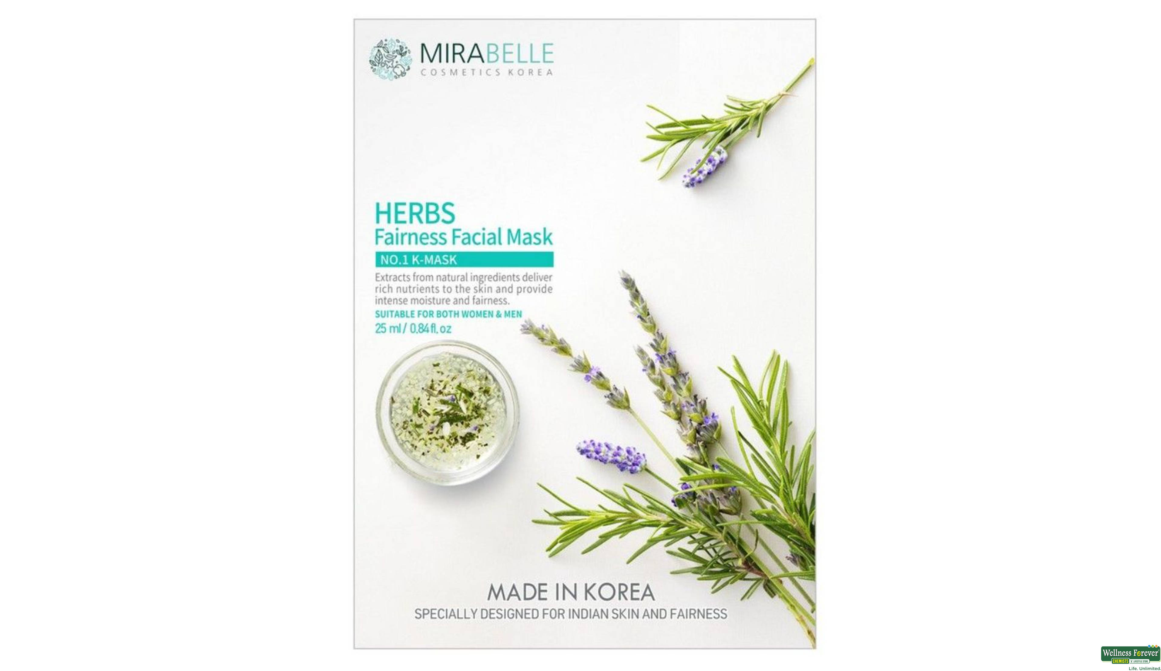 MIRABELLE KOREA F/MASK HERBS FAIR 1PC- 1, 1PC, 