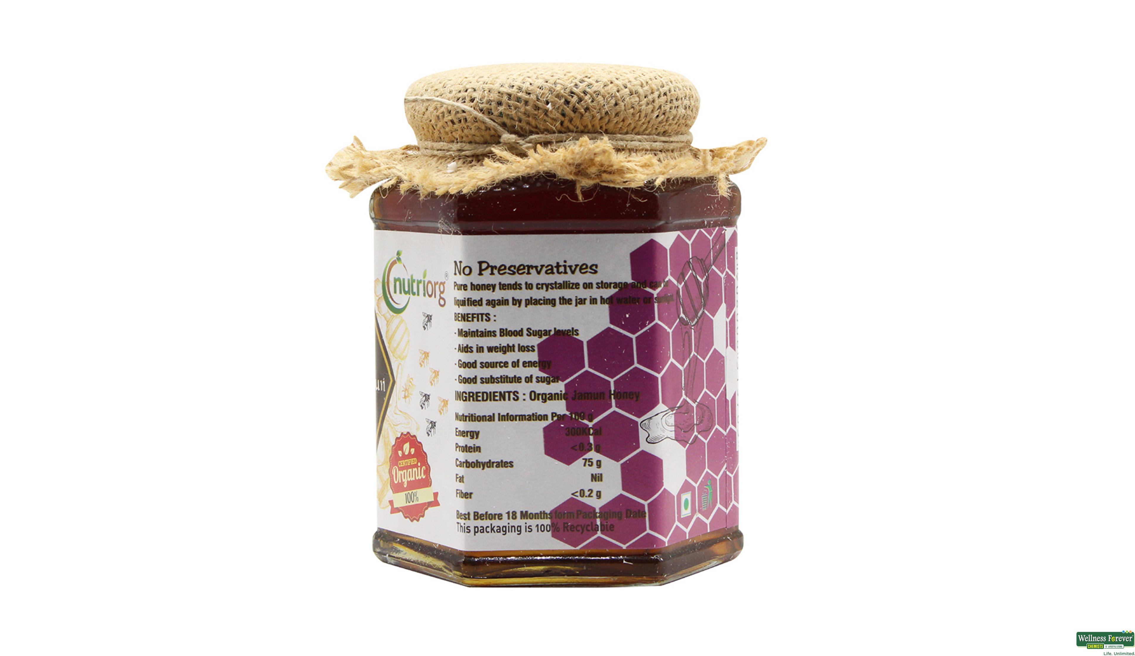 NUTRIORG ORGANIC JAMUN HONEY 500GM- 3, 500GM, 