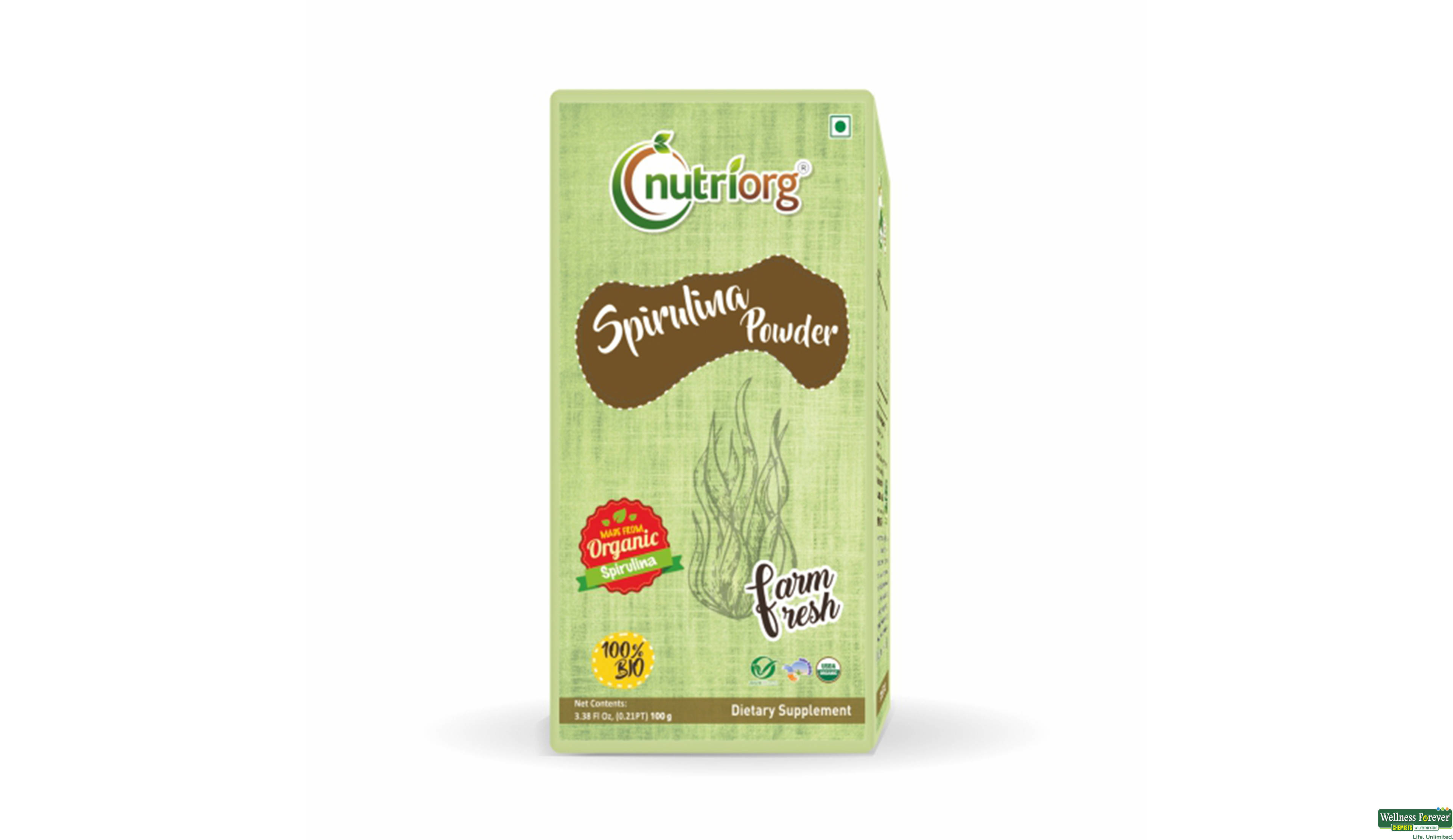 NUTRIORG SPIRULINA POWDER 100GM- 1, 100GM, 