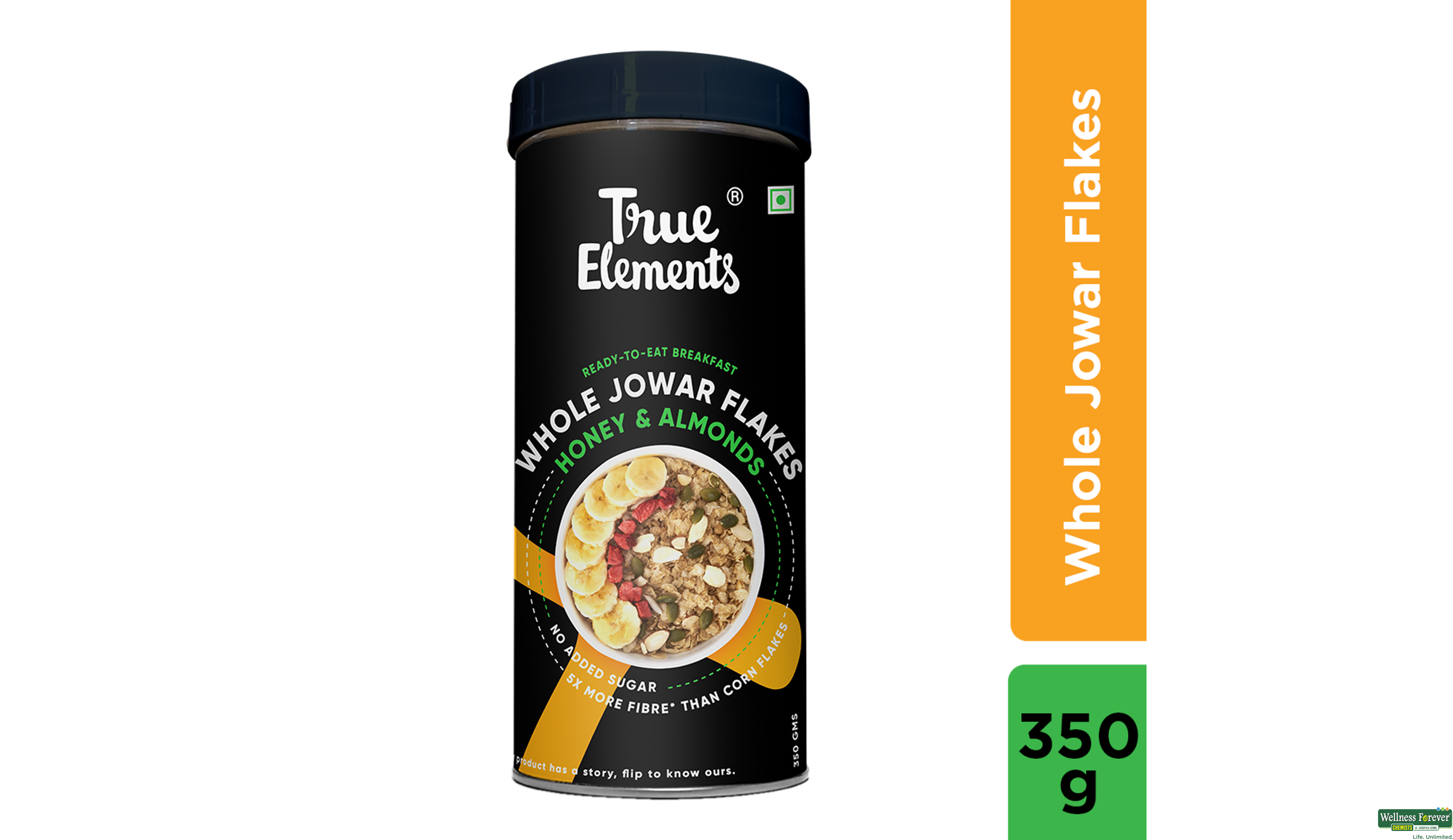 TRUE E JOWAR FLAKES HONEY ALMONDS 350GM- 1, 350GM, null