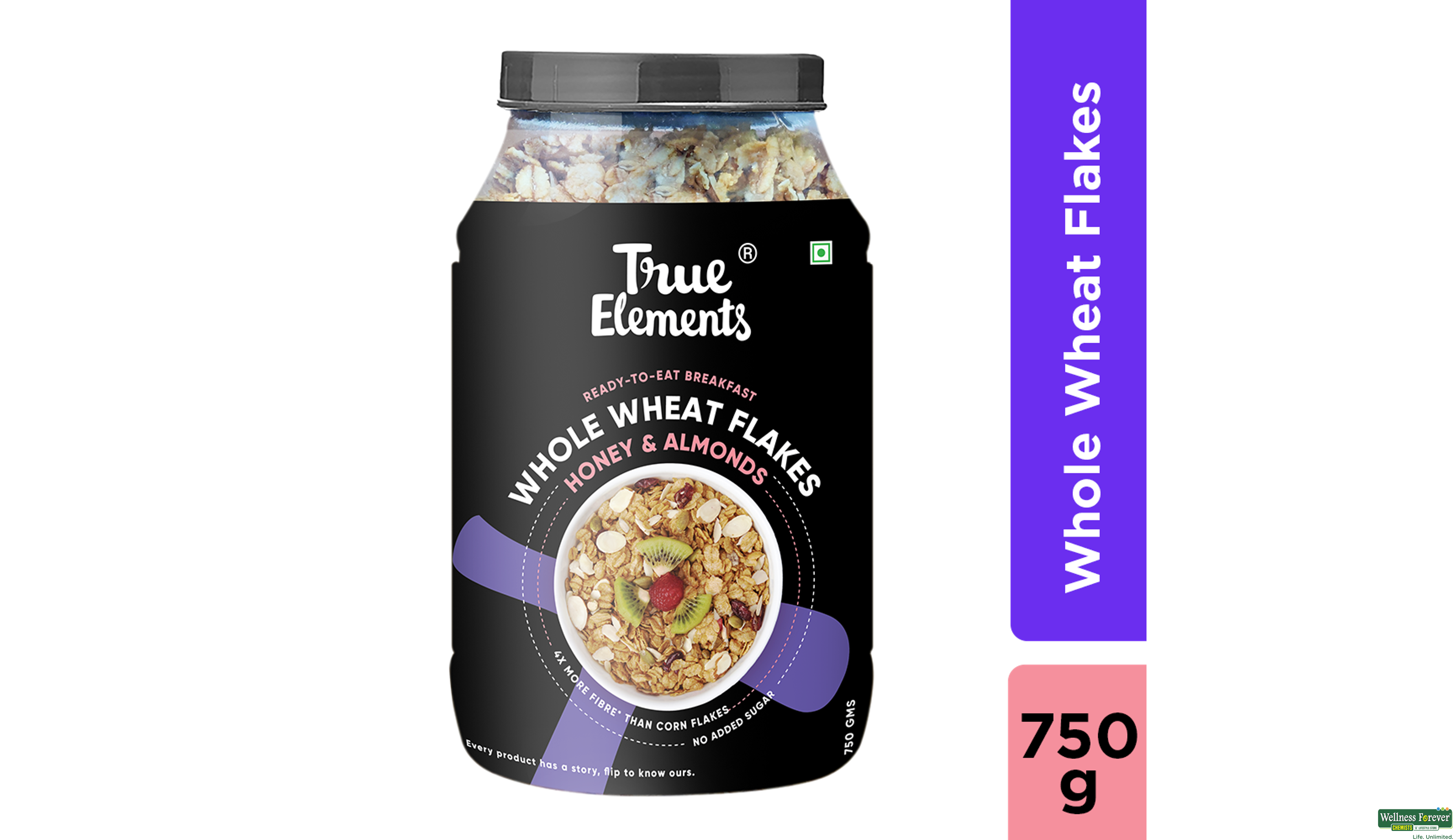 TRUE E WHEAT FLAKES HONEY/ALMONDS 750GM- 1, 750GM, null