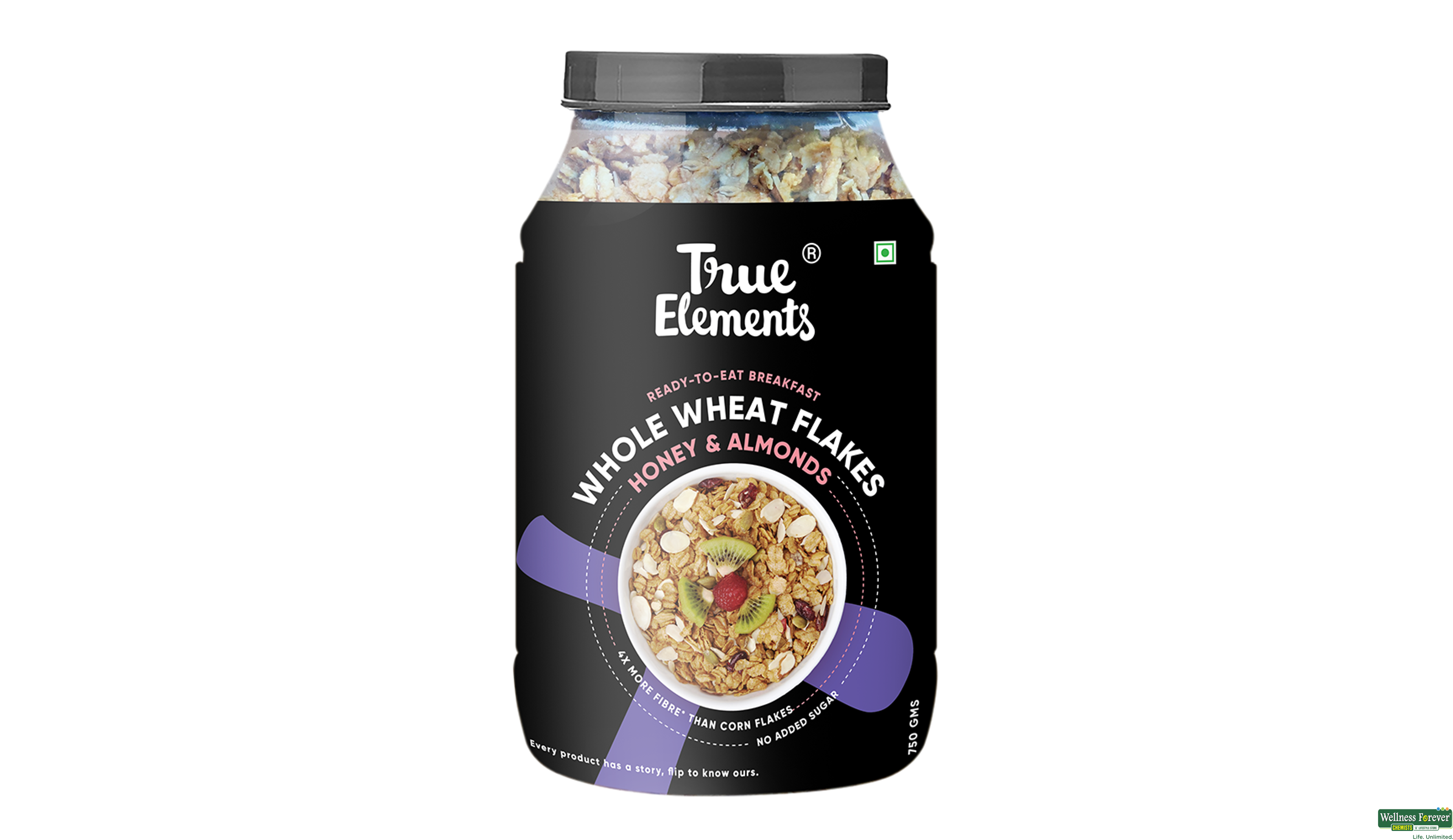 TRUE E WHEAT FLAKES HONEY/ALMONDS 750GM- 2, 750GM, null