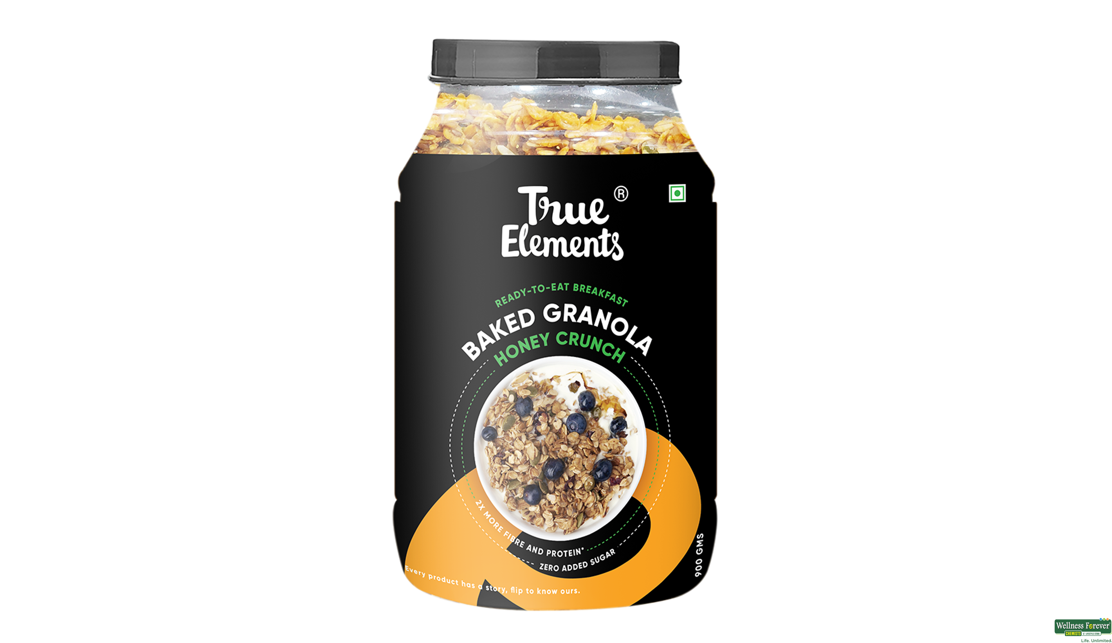 TRUE E BAKED GRANOLA HONEY CRUNCH 900GM- 2, 900GM, null