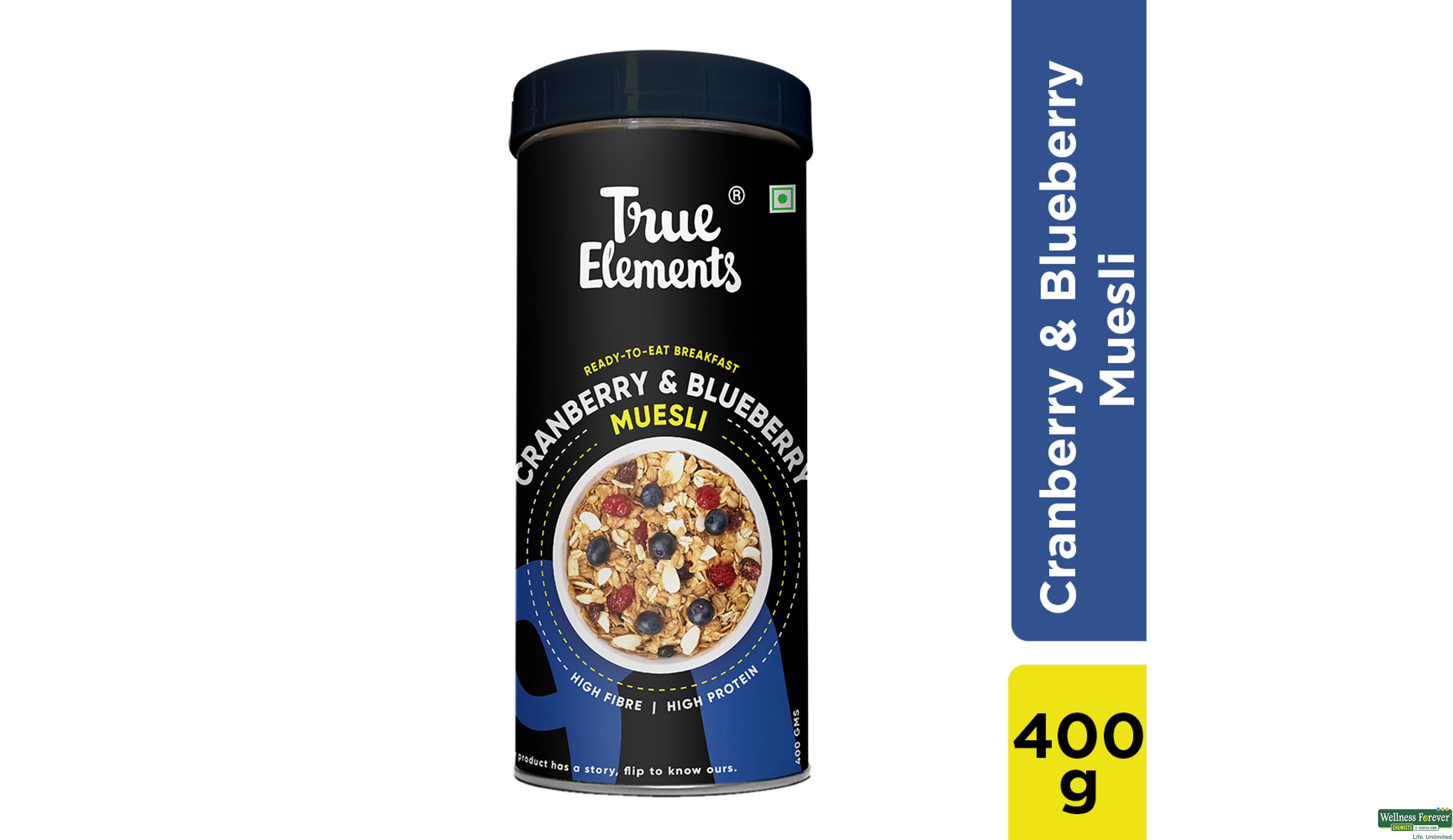 TRUE E MUESLI CRANBE/ BLUEB 400GM- 1, 400GM, null