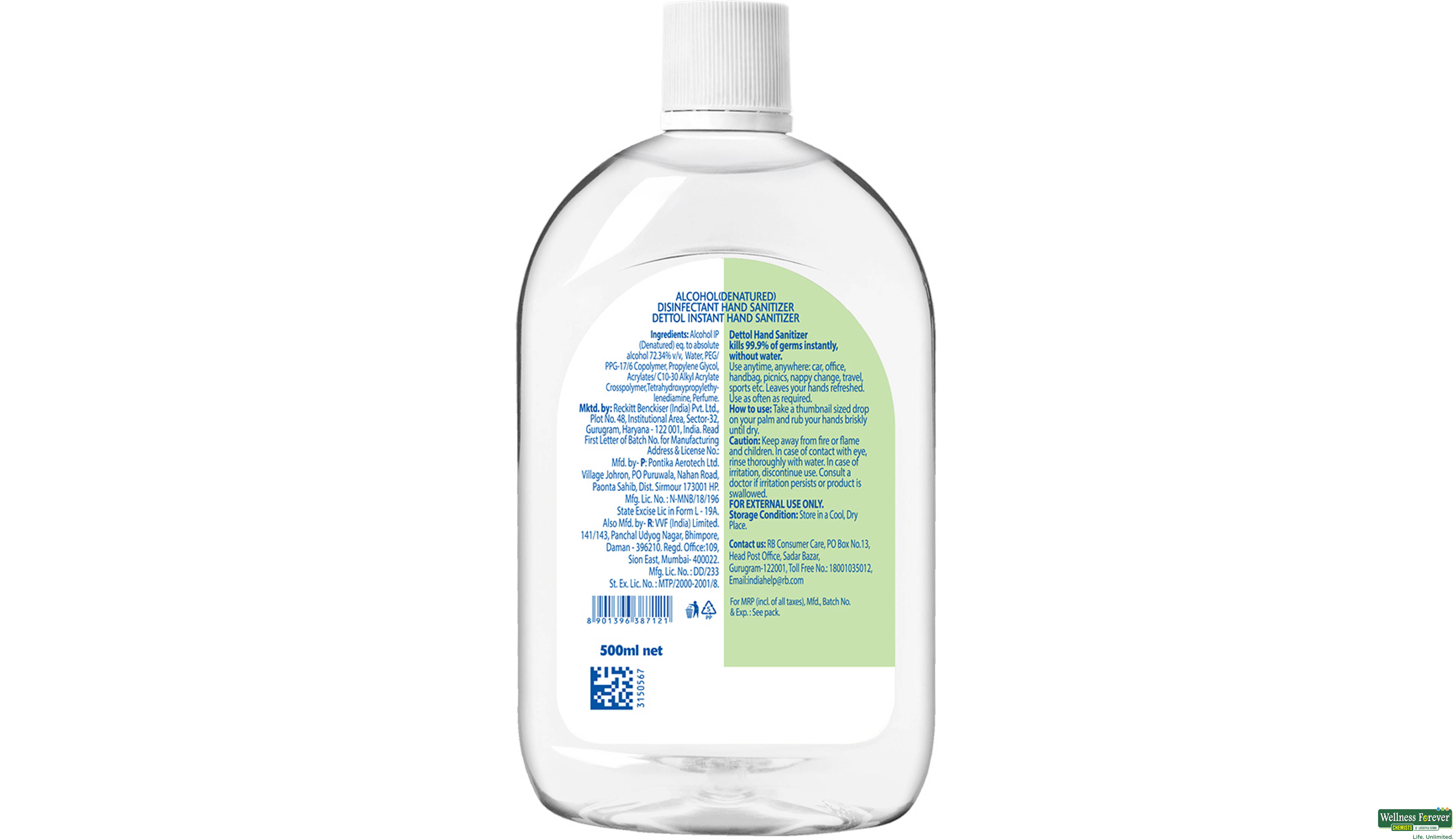 DETT H/SANITIZER 500ML- 2, 500ML, 