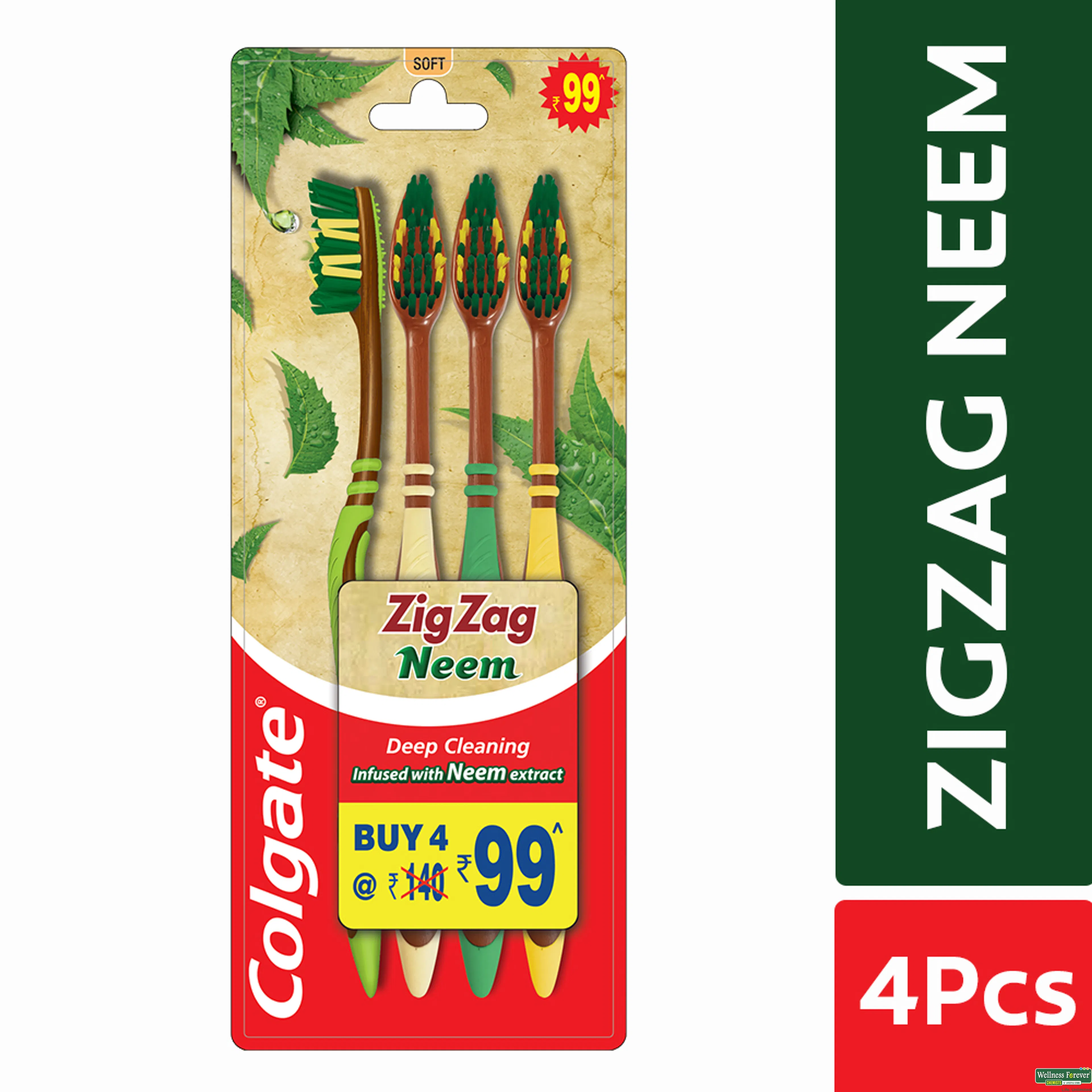 COLG T/BRUSH ZIGZAG NEEM S 4PC-image