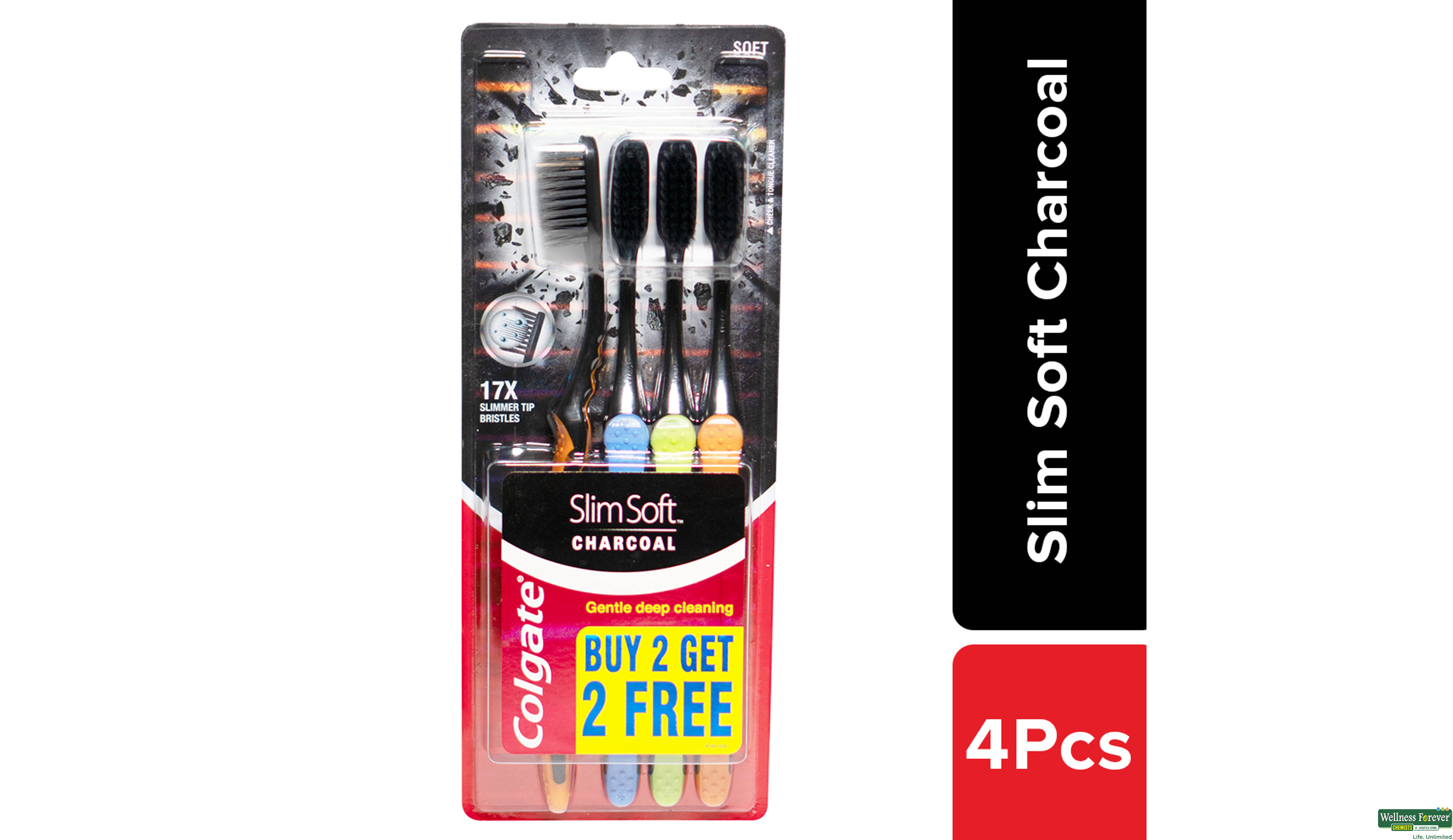 COLG T/BRUSH CHARCOAL 4PC- 1, 4PC, 