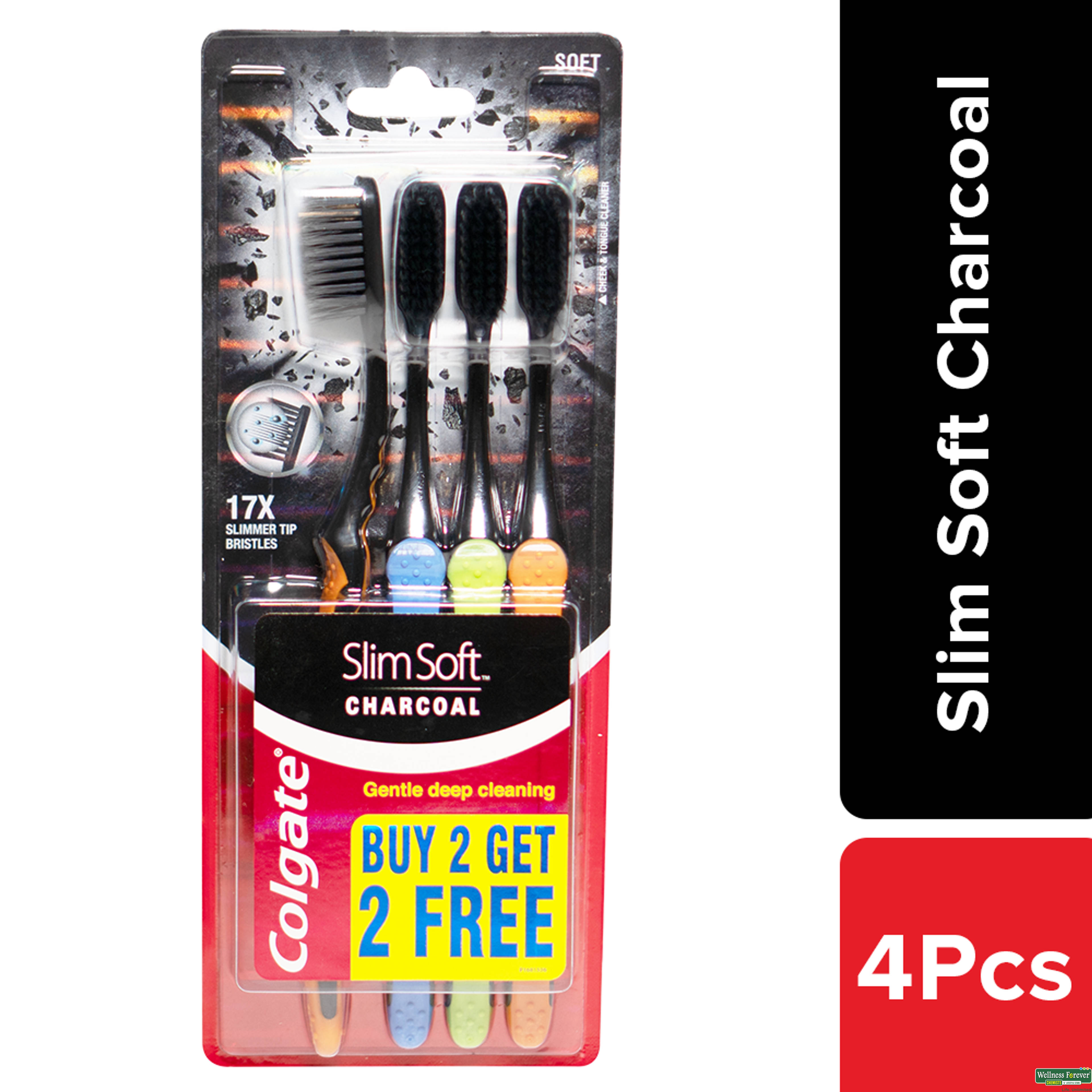 Colgate Slim Soft Charcoal Toothbrush 4 Pieces-image
