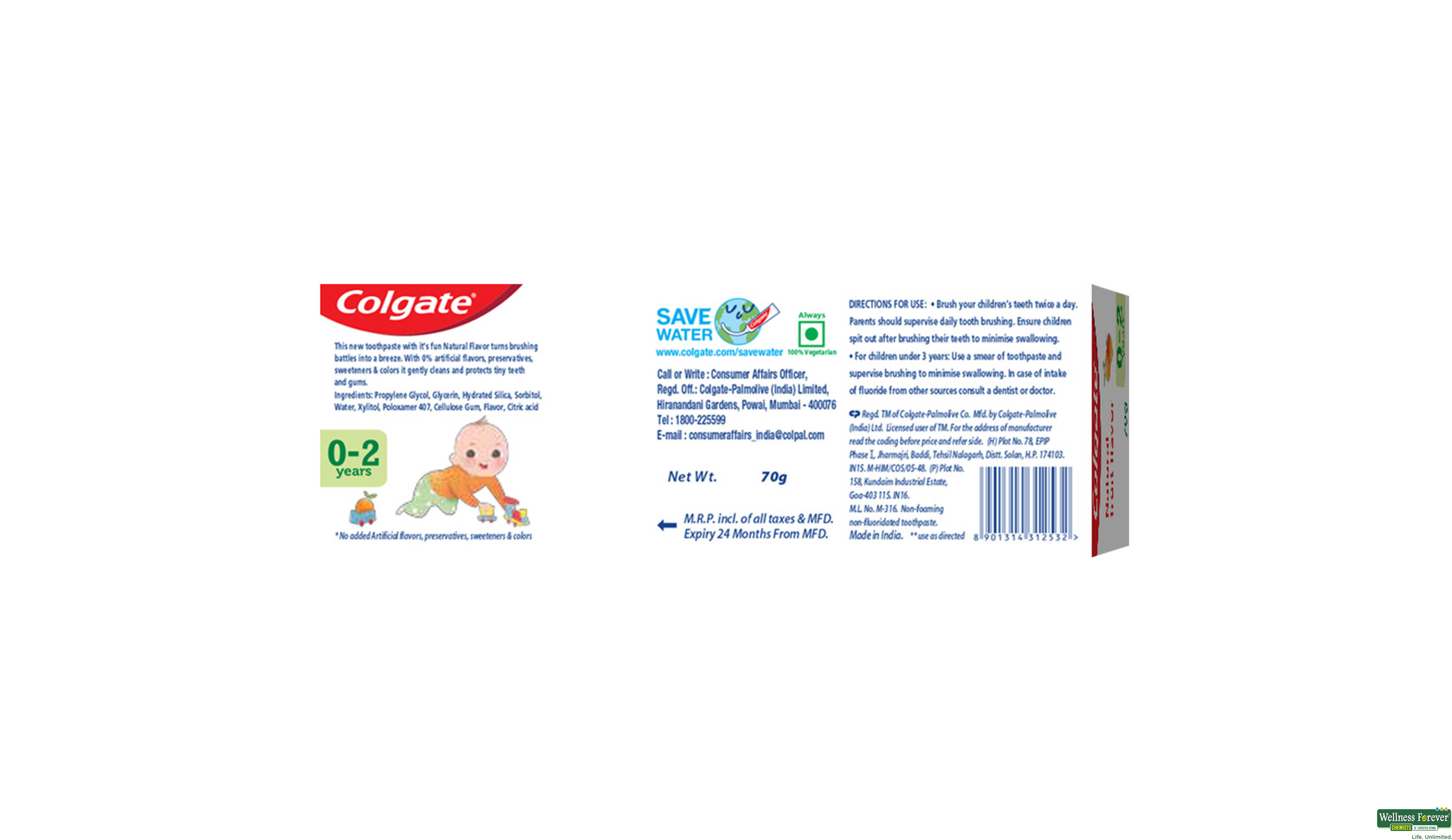 COLG T/PASTE 3-5 YEARS 80GM- 2, 80GM, 