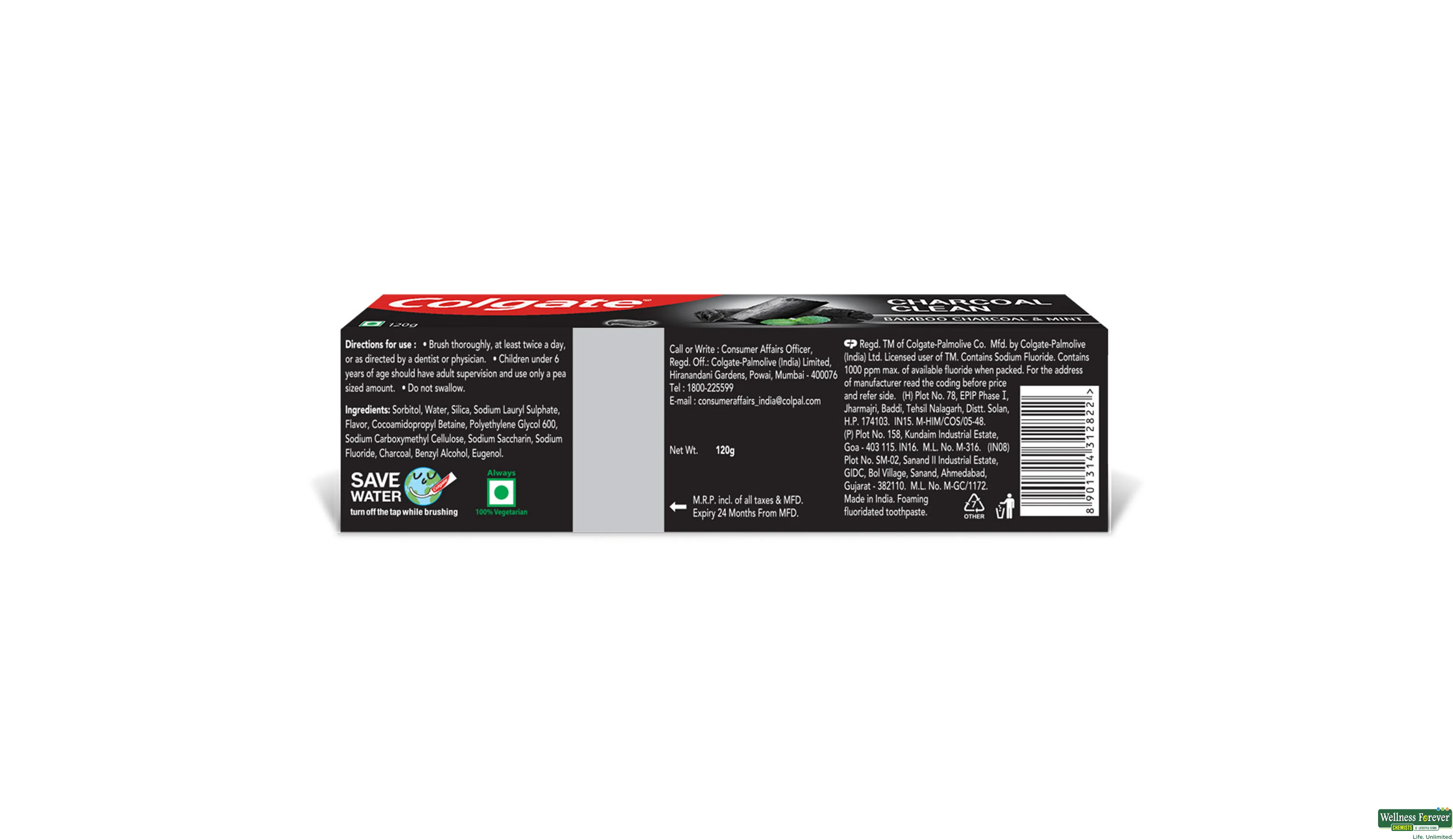 COLG T/PASTE CHARCOAL/MINT 120GM- 2, 120GM, 