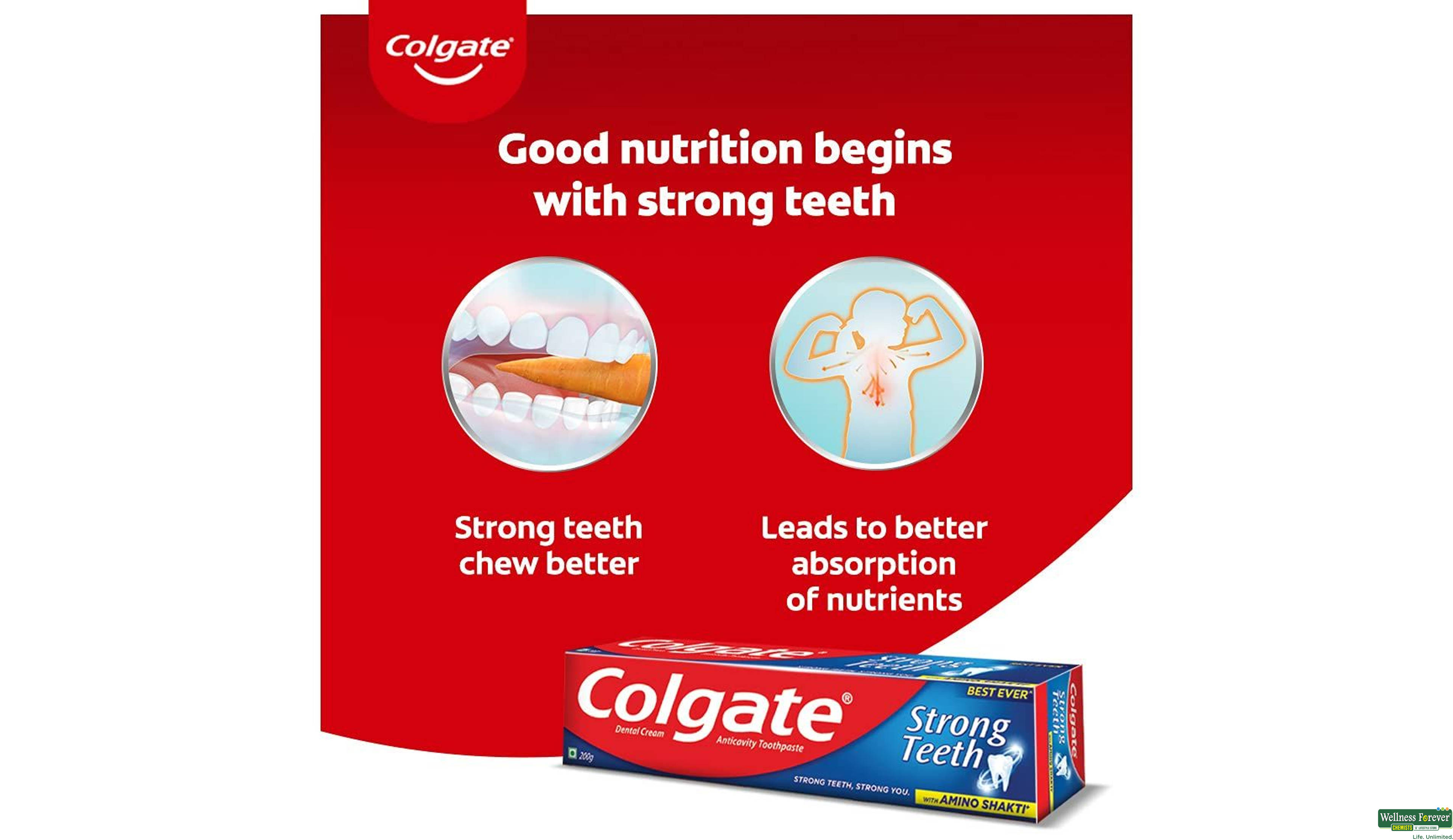 COLG T/PASTE STRONG TEETH 200GM- 3, 200GM, 