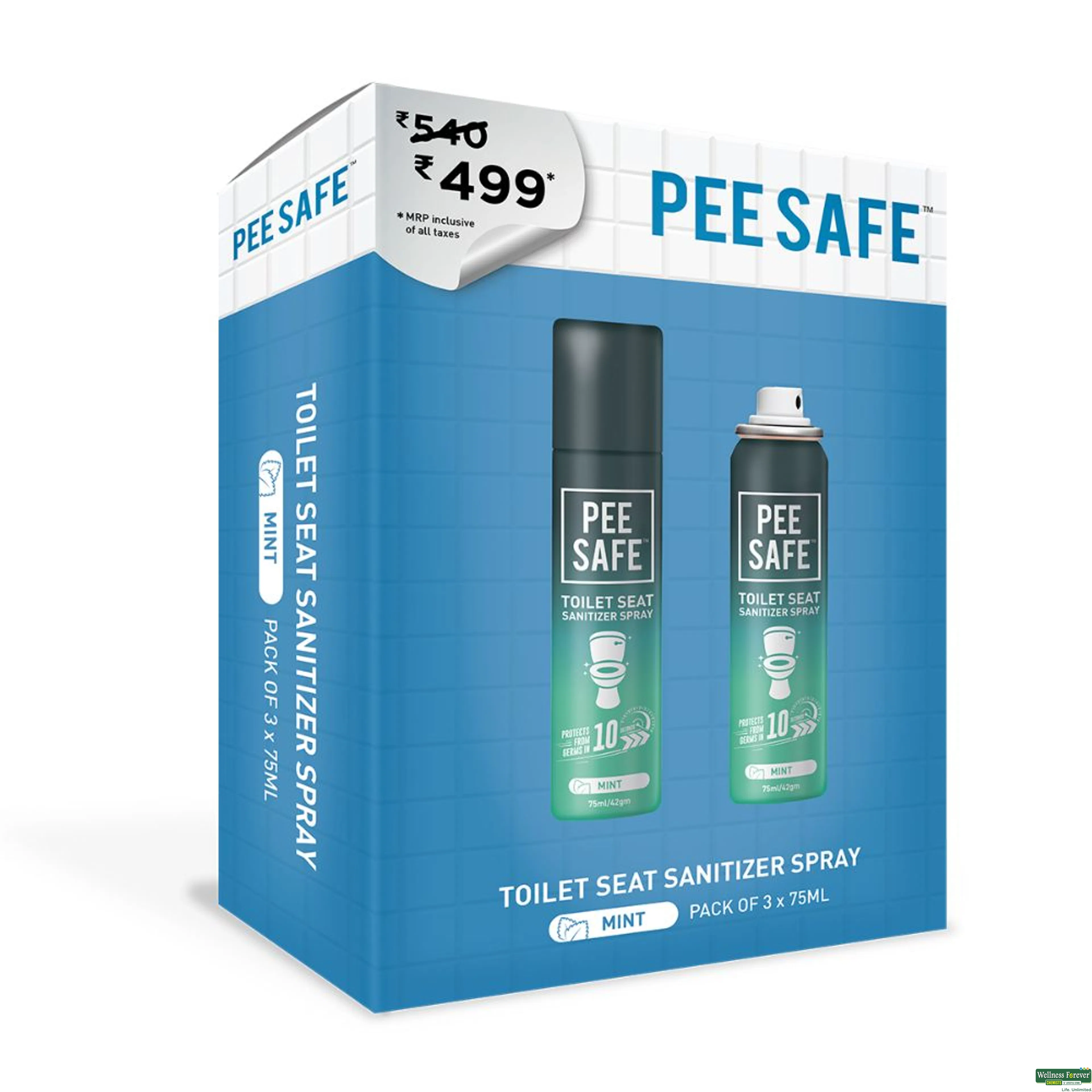 PEE SAF TO/SEAT SANITIZER MINT 3X75ML-image