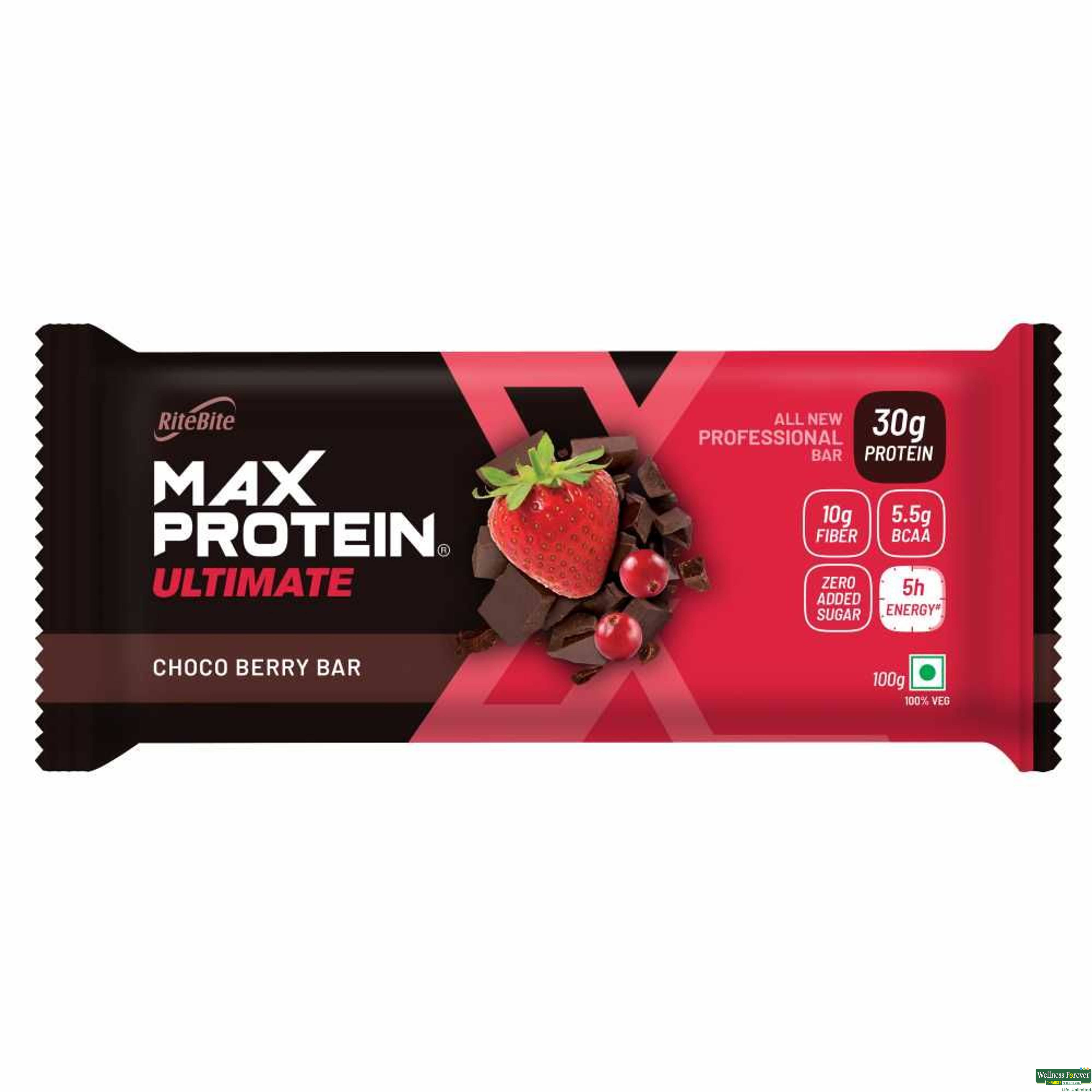 RiteBite Max Protein Choco Berry Daily Protein Bar, 100 g-image