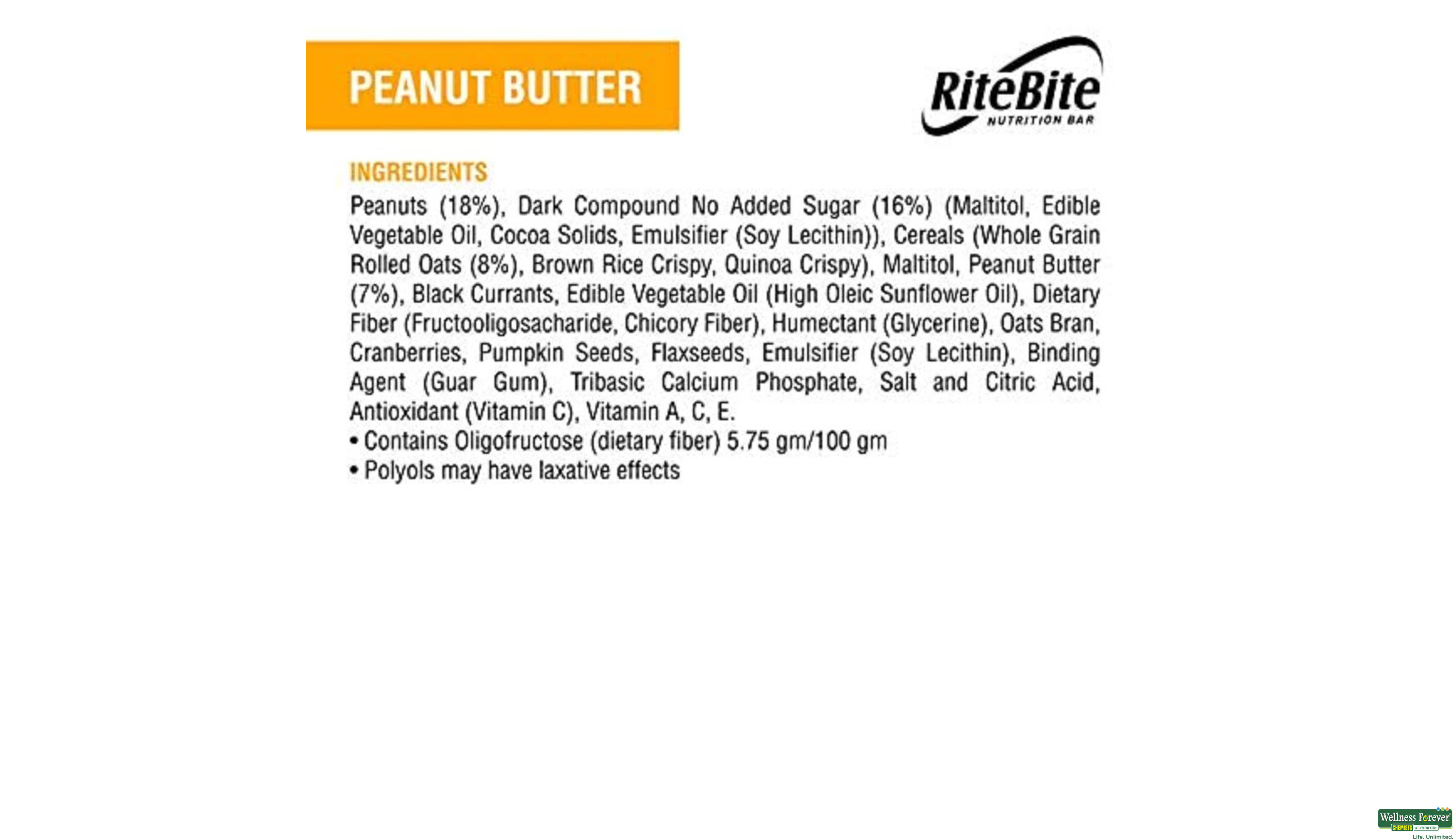 RITE B ENERGY BAR PEANUT BUTTER 480GM- 5, 480GM, null