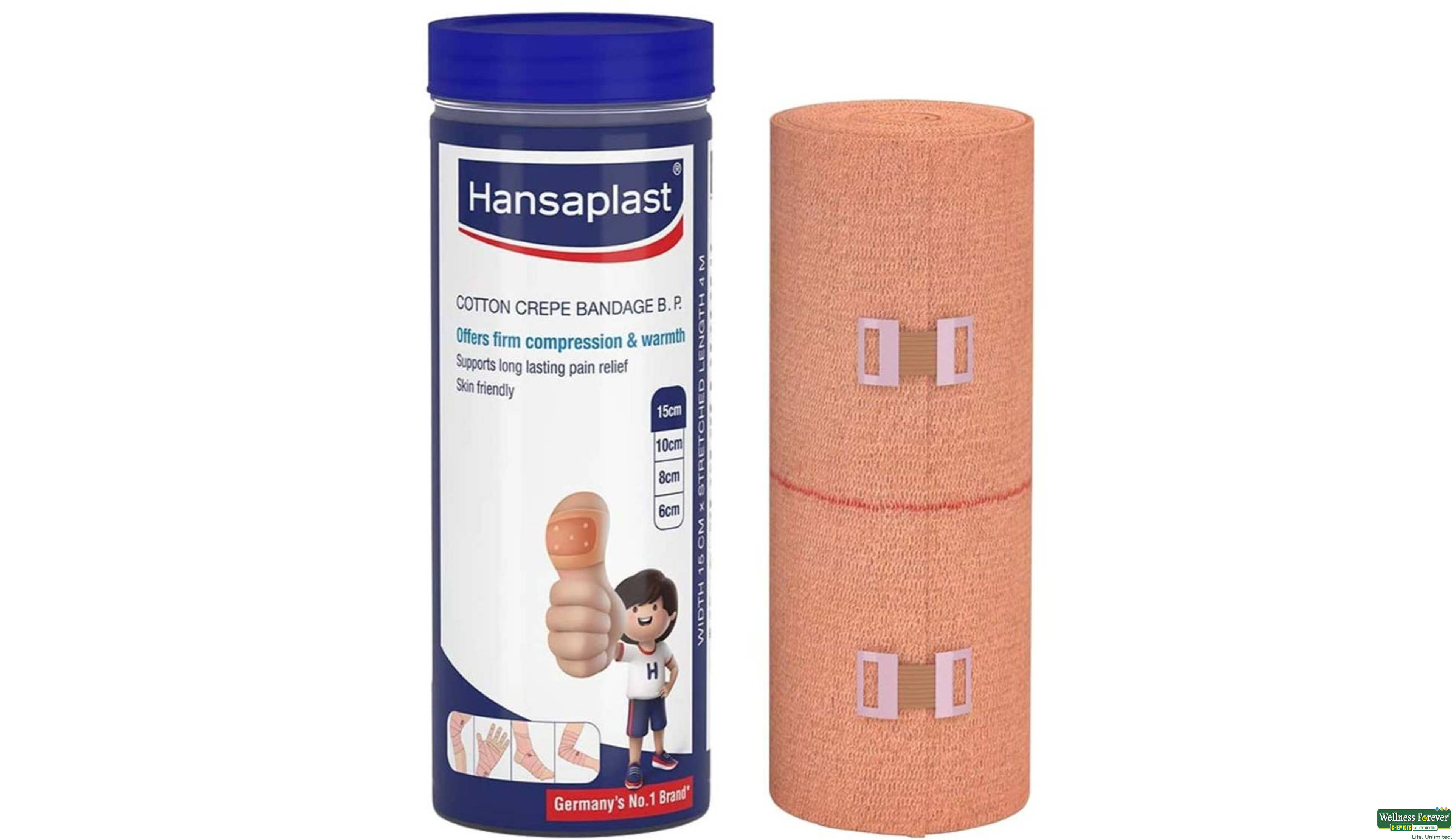 HANSAPLAST CREPE BANDAGE  (15CMX4M) 1PC- 1, 1PC, 