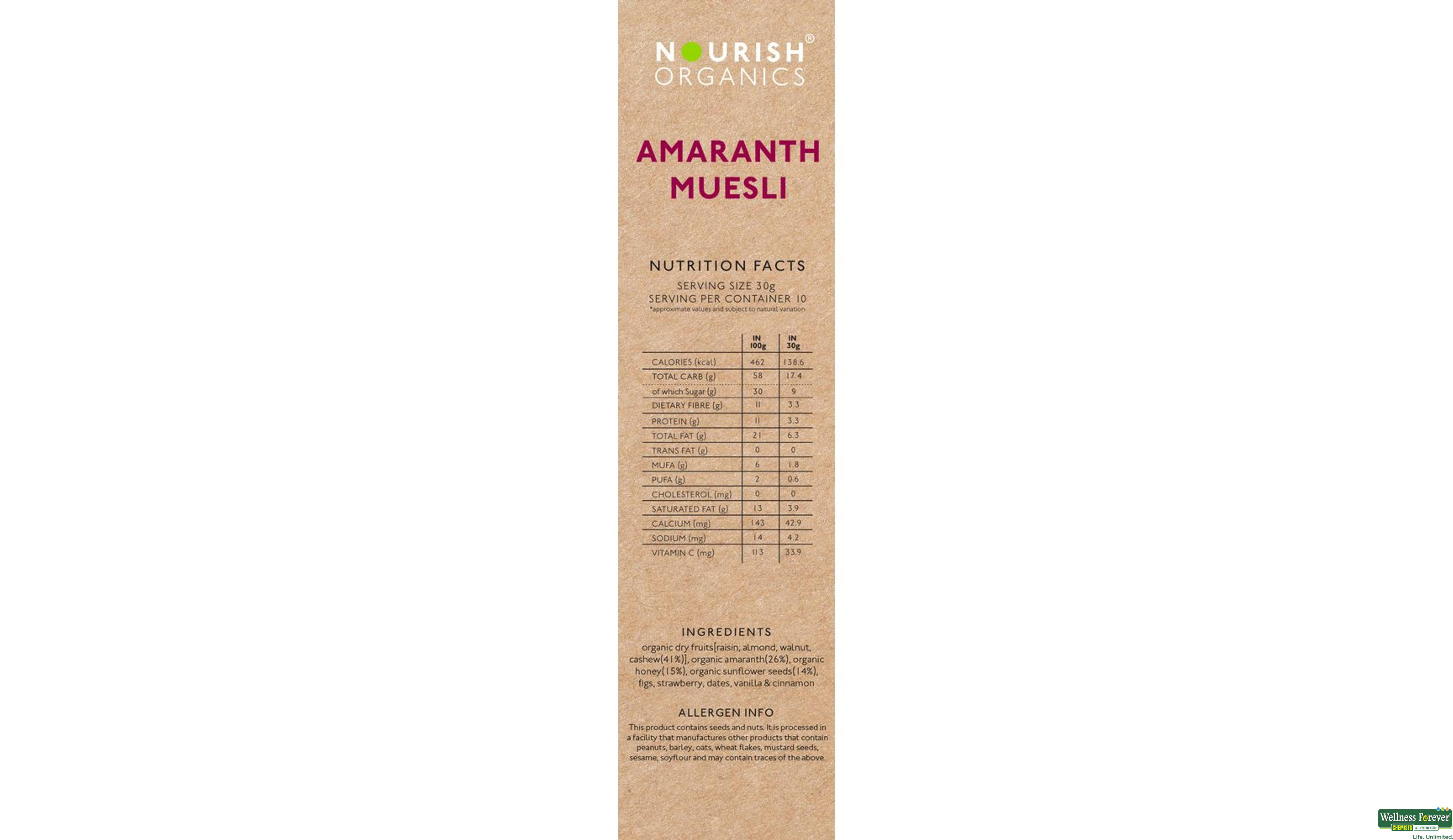 NOURISH ORGANIC MUESLI AMARANTH 300GM- 3, 300GM, 