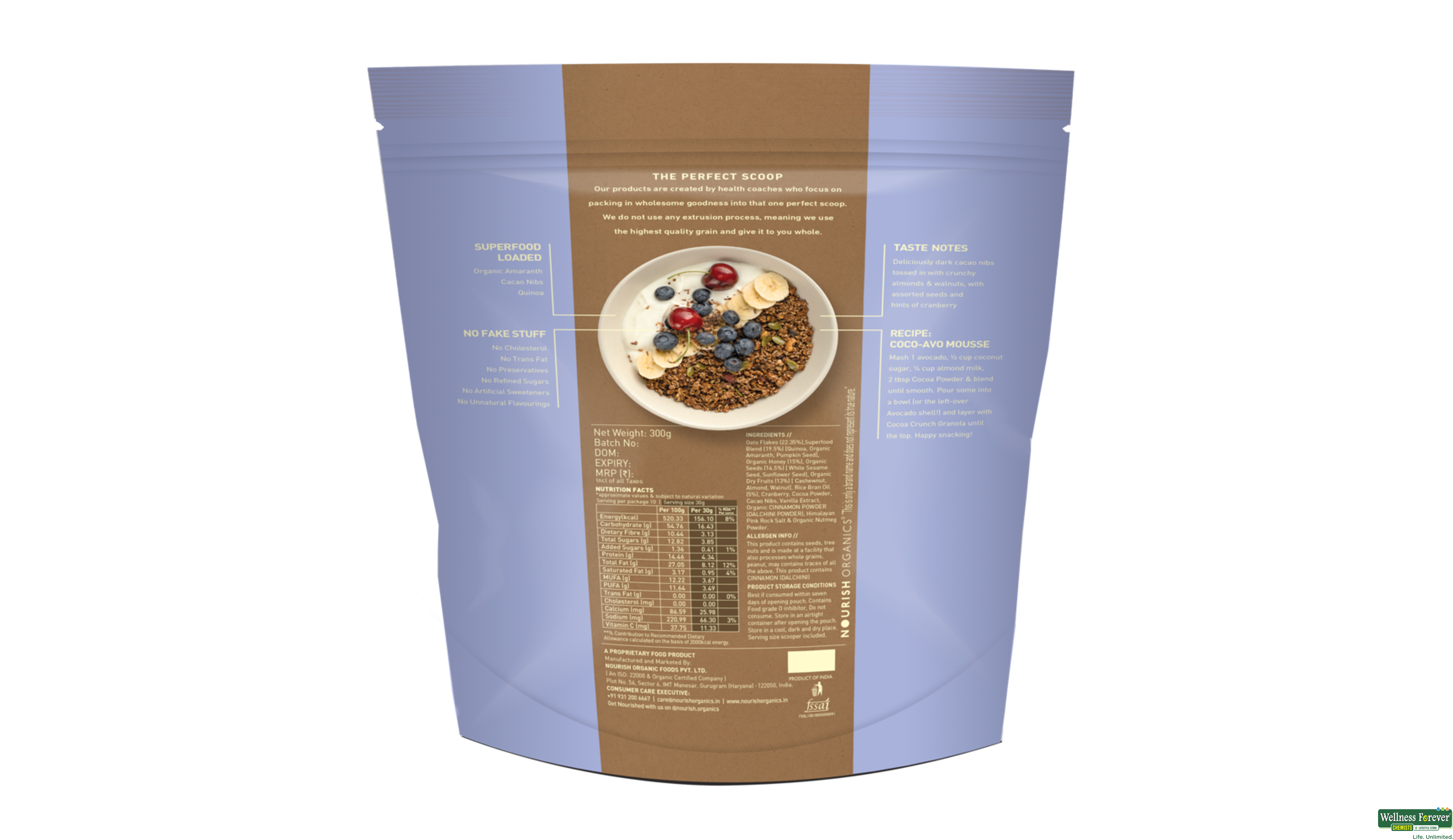 NOURISH ORGANIC COCOA GRANOLA 300GM- 2, 300GM, 