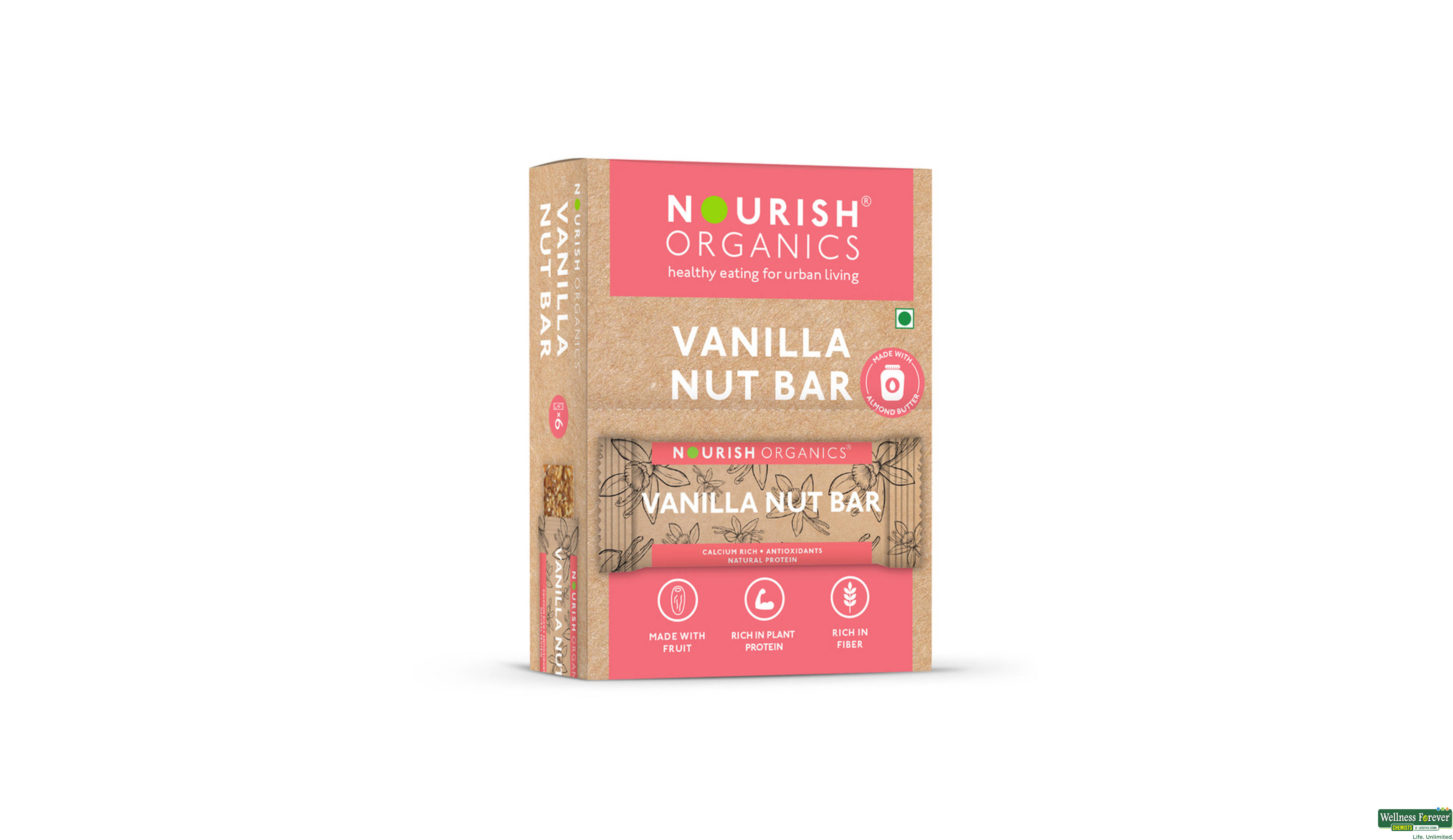 NOURISH ORGANIC BAR VANILLA NUT 6X30GM- 1, 30GM, 