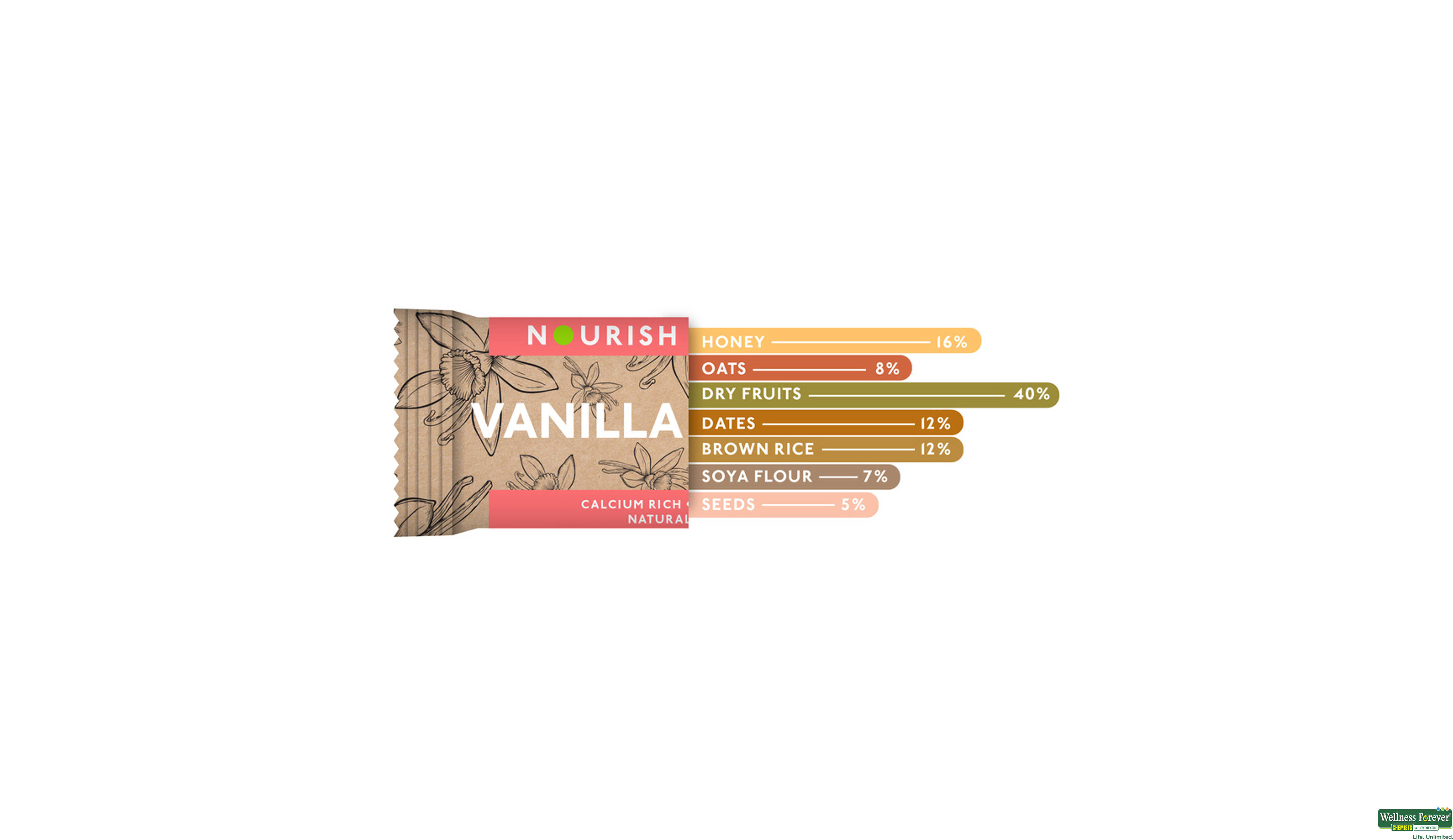 NOURISH ORGANIC BAR VANILLA NUT 6X30GM- 3, 30GM, 