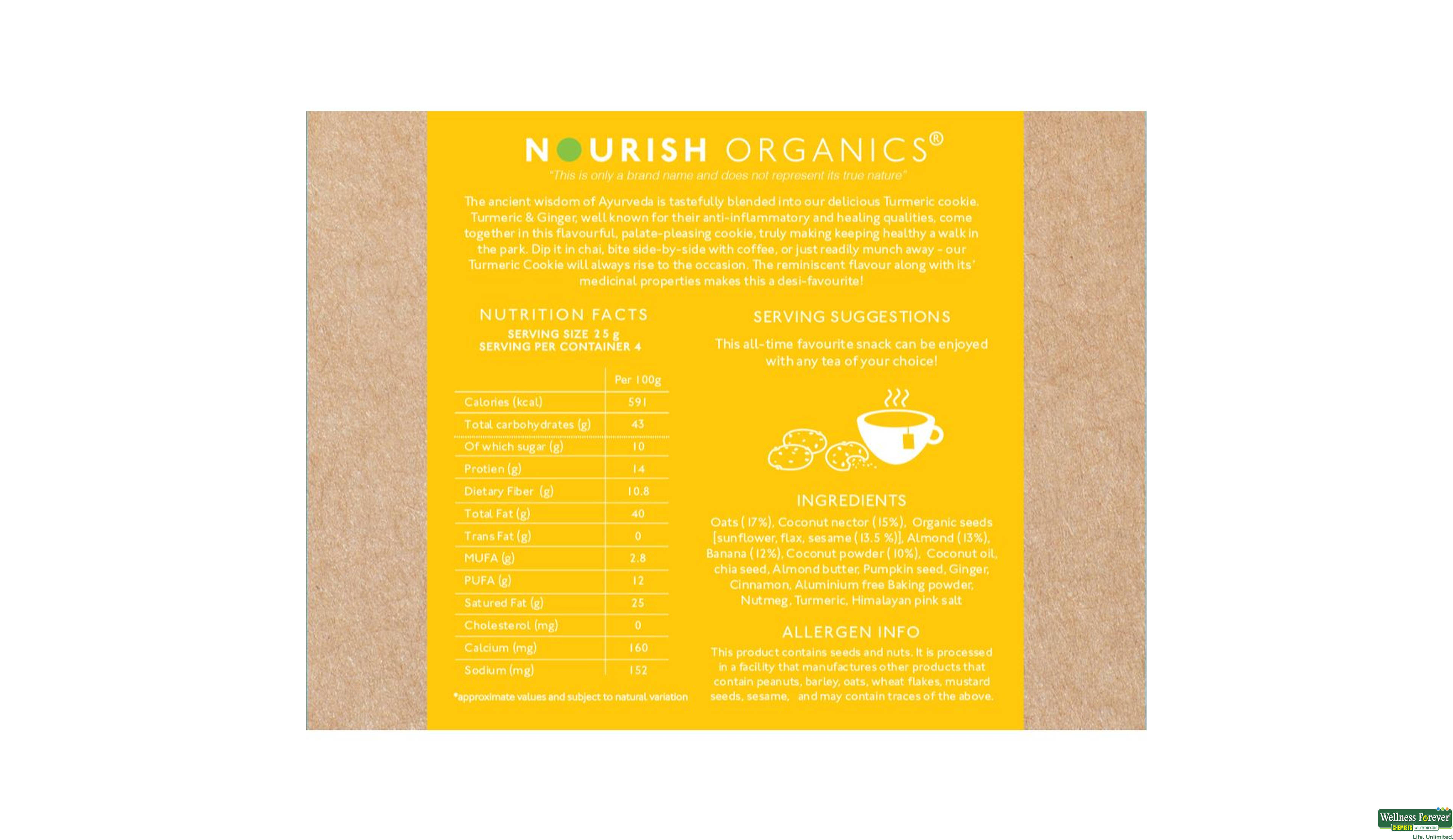 NOURISH ORGANIC COOKIES TURMERIC 110GM- 2, 110GM, 