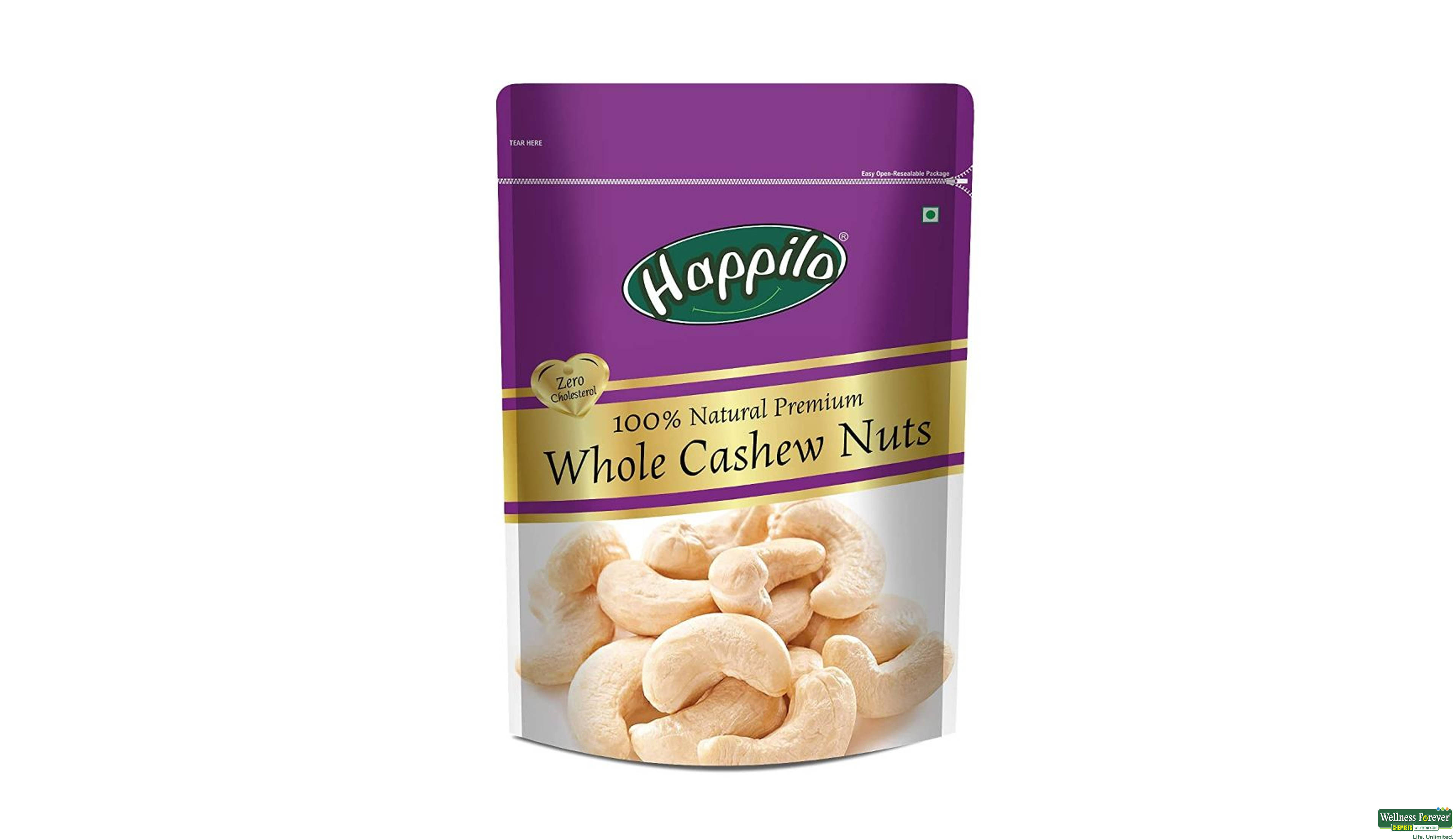 HAPPILO WHOLE CASHEWS 200GM- 1, 200GM, 