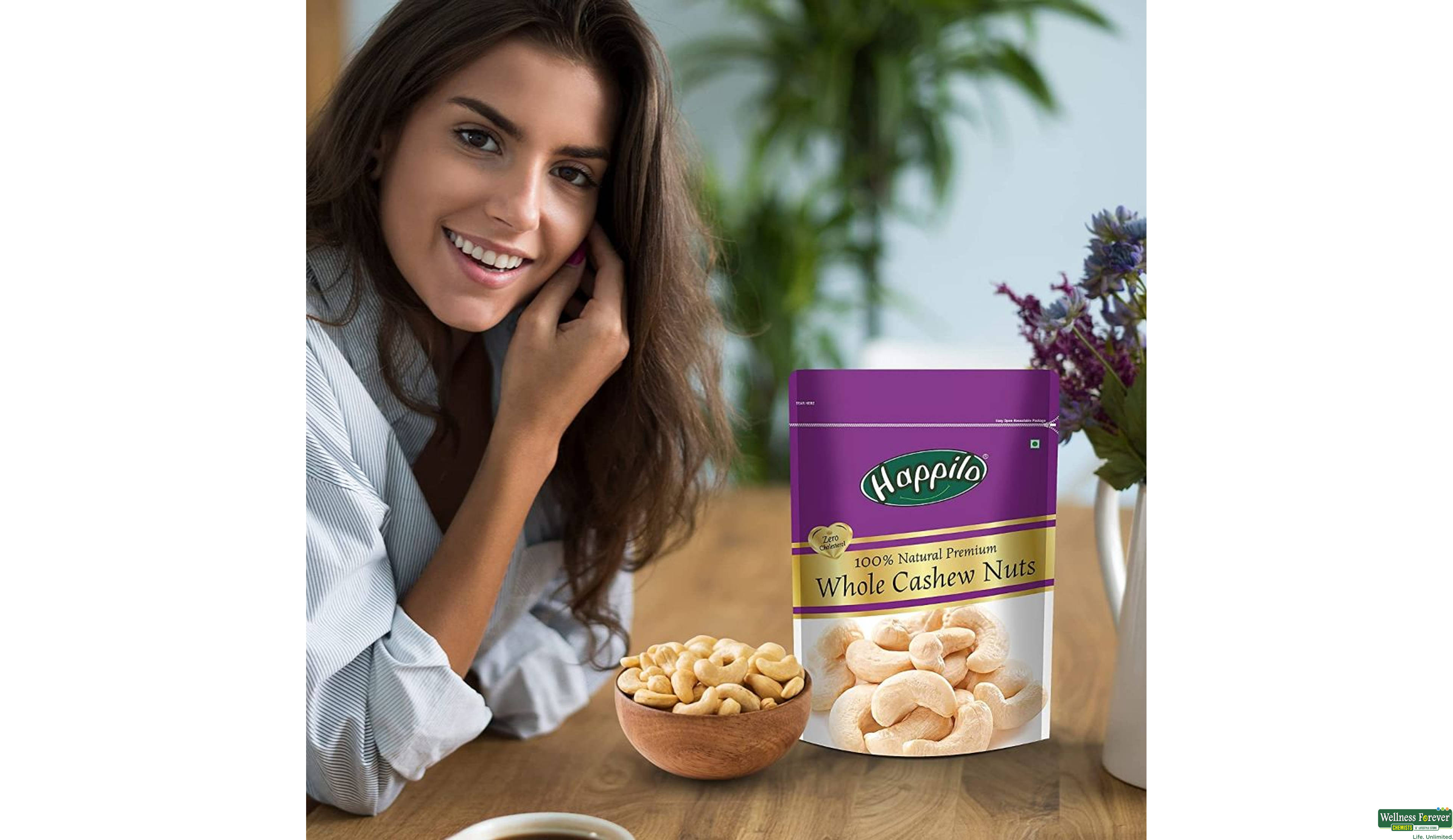 HAPPILO WHOLE CASHEWS 200GM- 6, 200GM, 