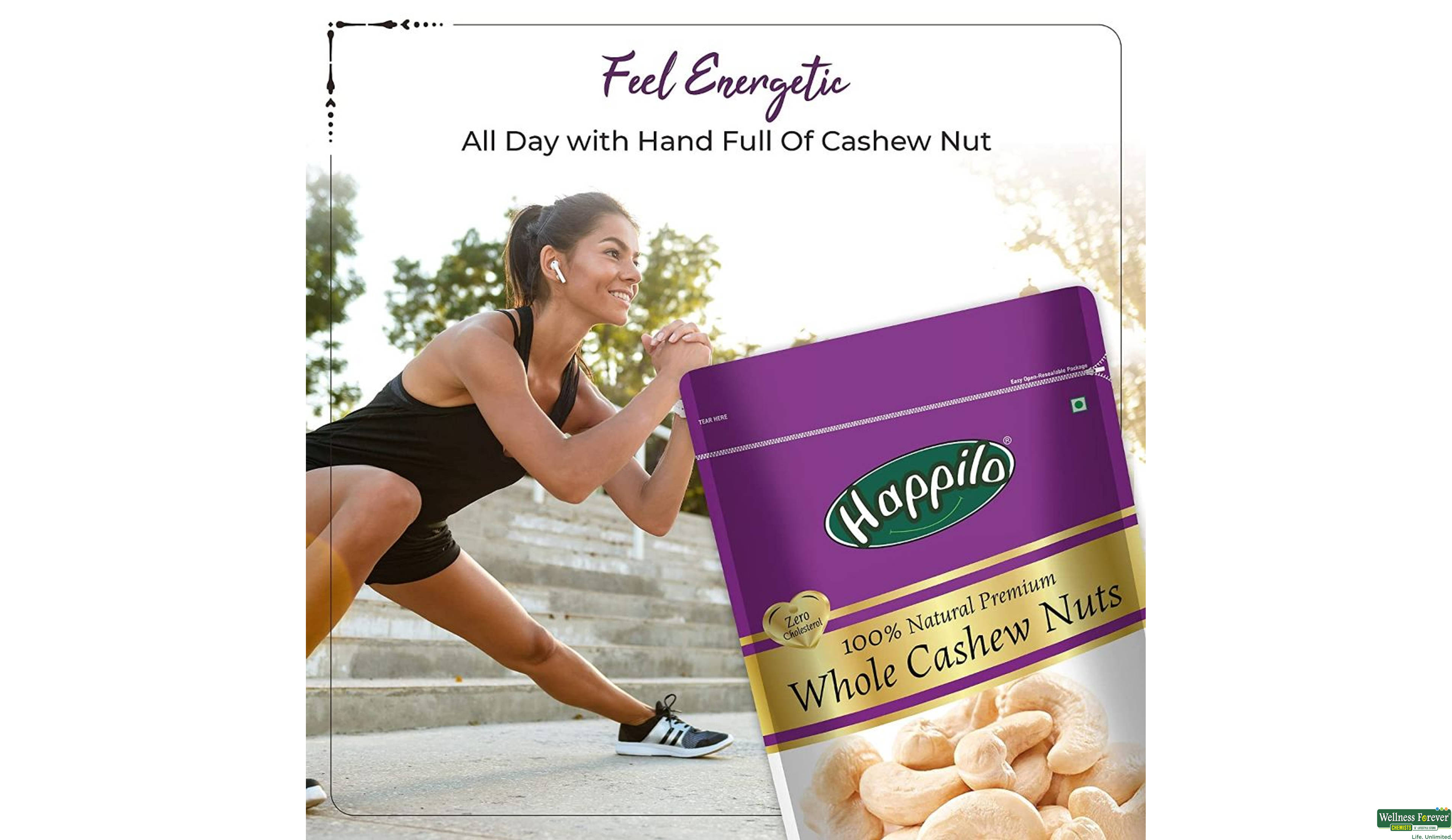 HAPPILO WHOLE CASHEW NUTS 200GM- 7, 200GM, 