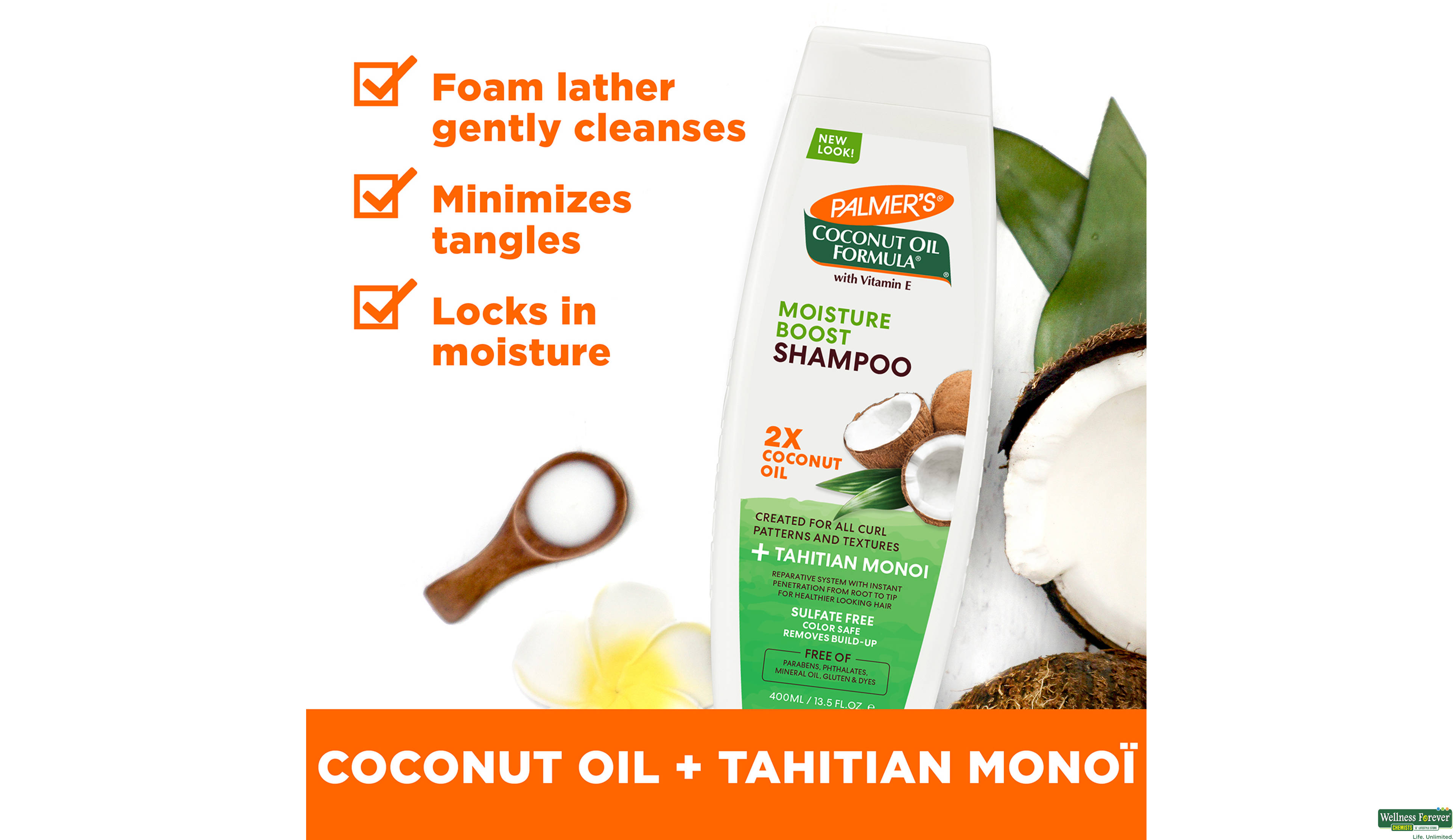 PALMERS SHMP COCONUT OIL 400ML- 2, 400ML, 