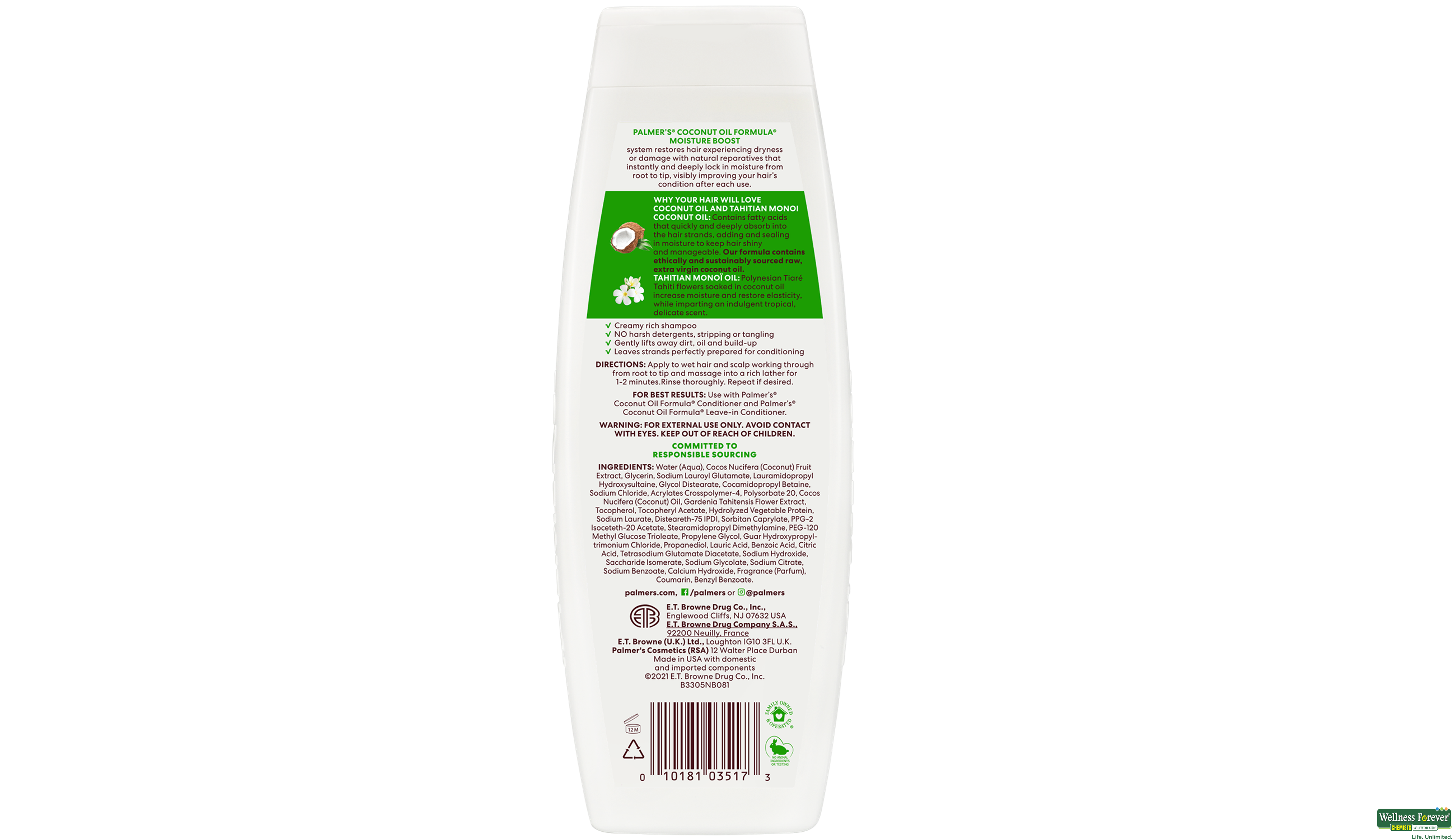 PALMERS SHMP COCONUT OIL 400ML- 8, 400ML, 