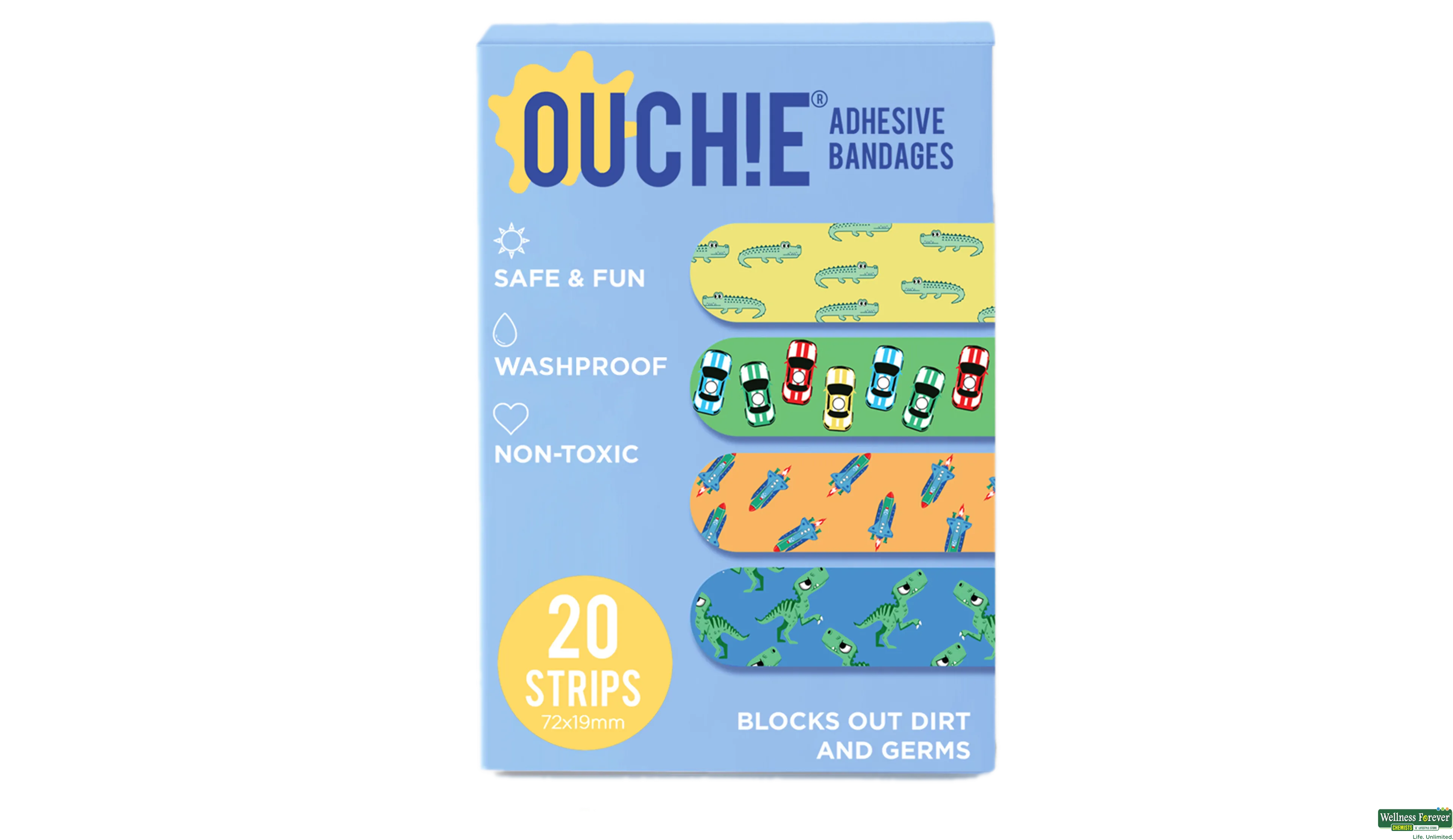 OUCHIE WASHPROOF BLUE 20PC- 1, 20PC, 