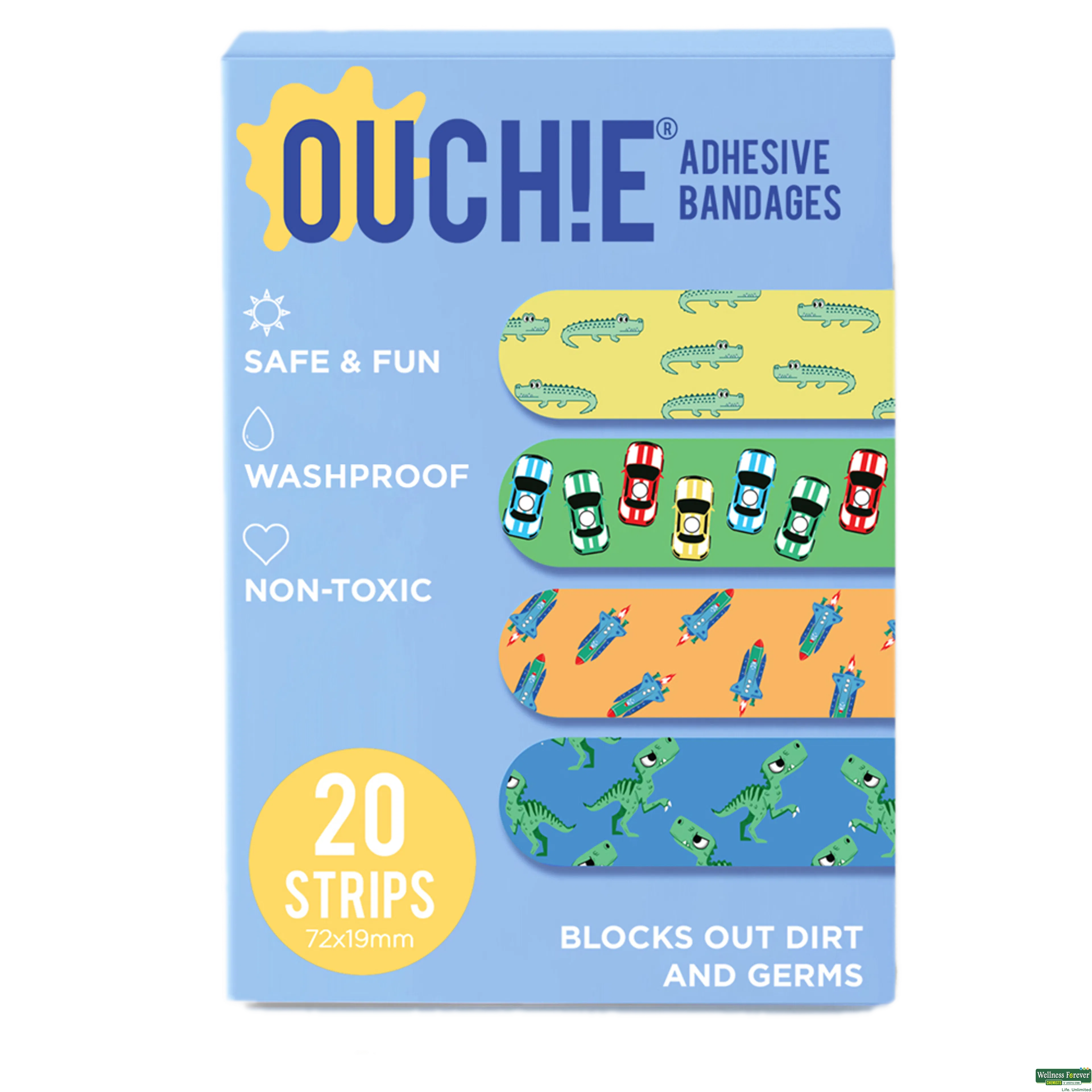 OUCHIE WASHPROOF BLUE 20PC-image