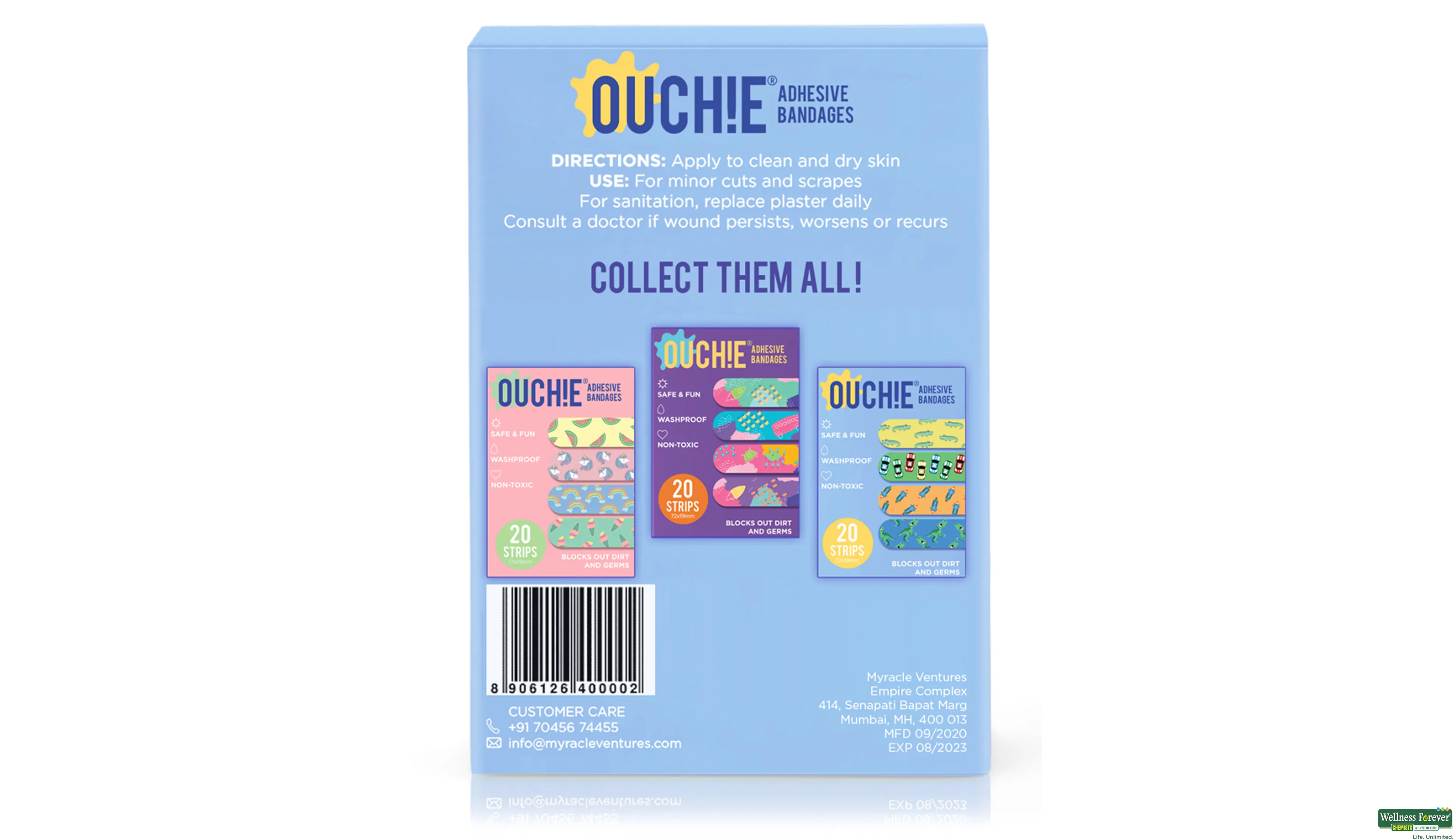 OUCHIE WASHPROOF BLUE 20PC- 2, 20PC, 