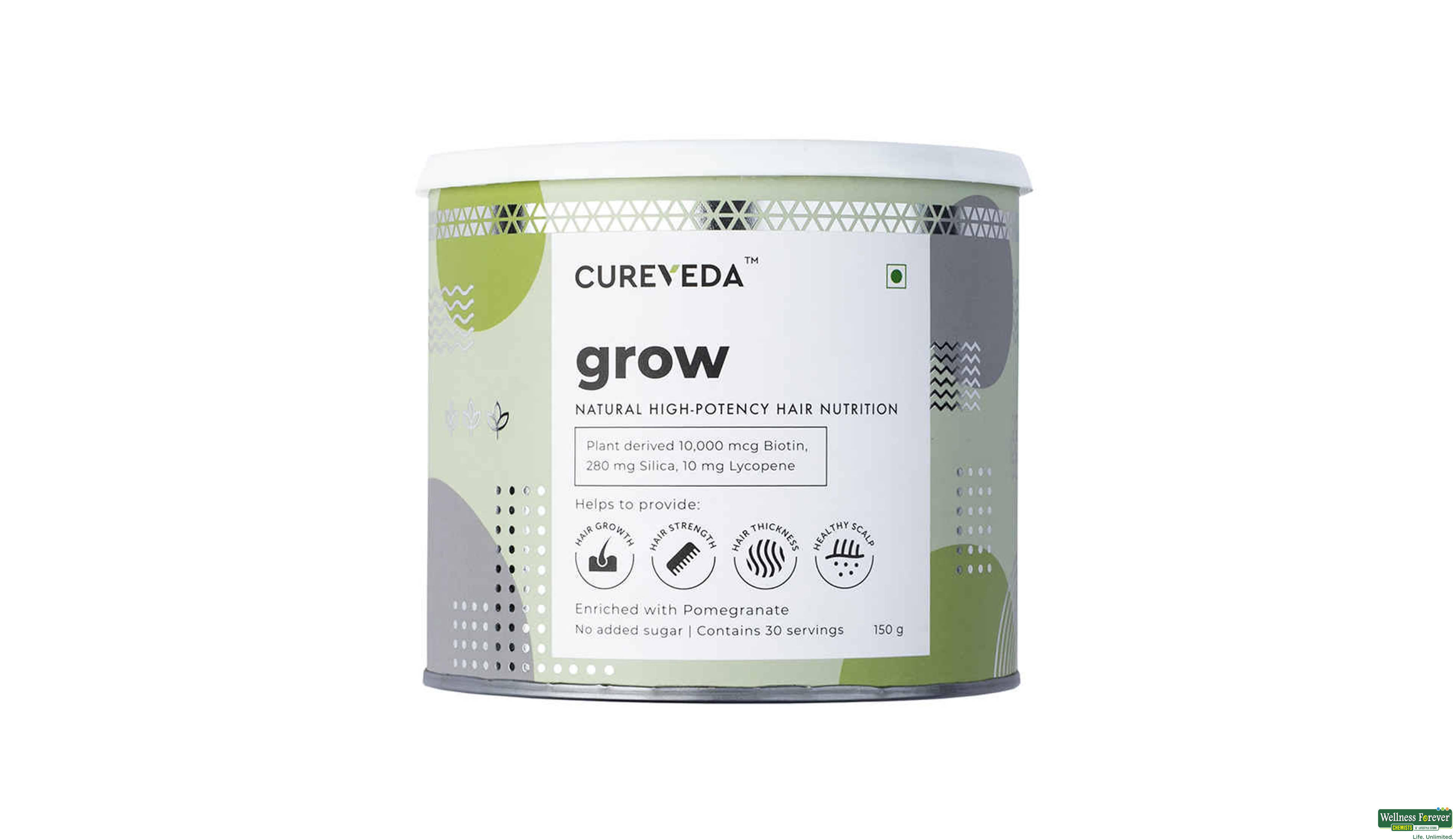CUREVEDA GROW HIGH-POT HAIR NUTRI 150GM- 1, 150GM, 