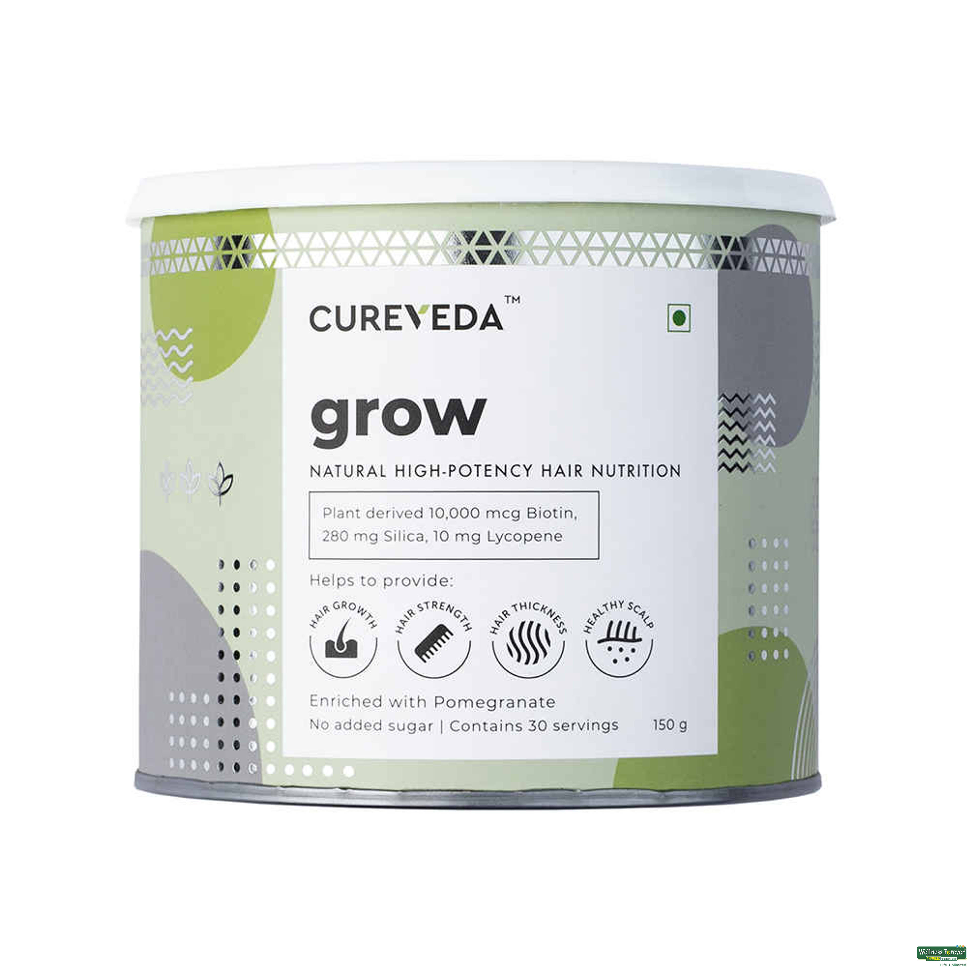 Cureveda Grow Plant Biotin Advanced Hair Nutrition, 150 g-image