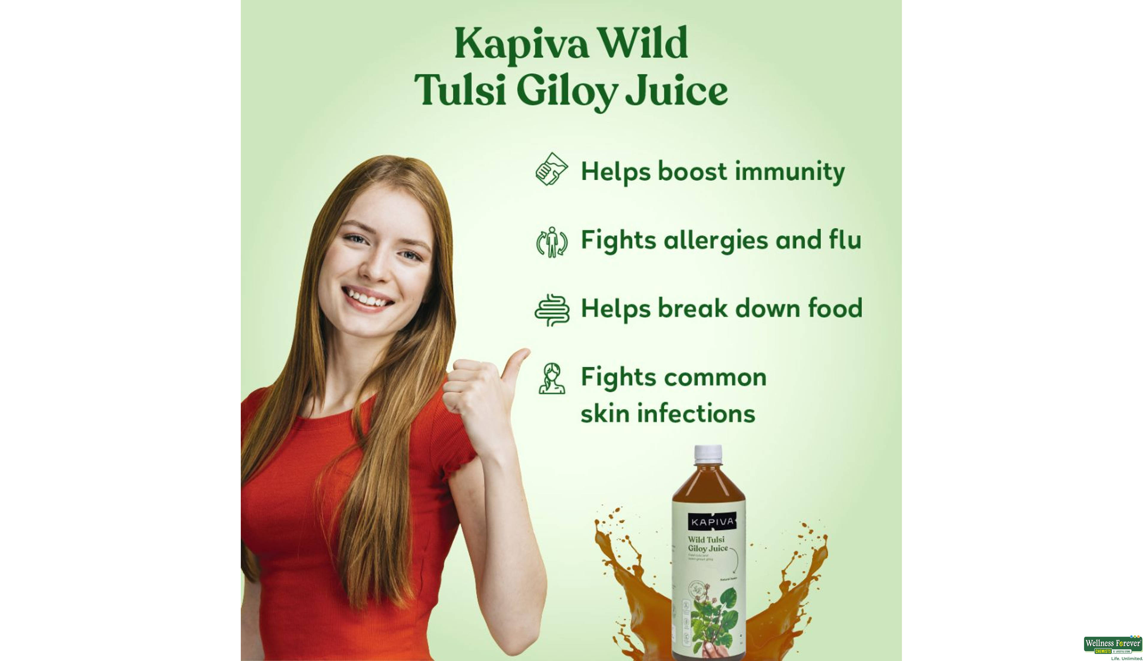 KAPIVA JUICE TULSI GILOY 1LTR- 8, 1LTR, 