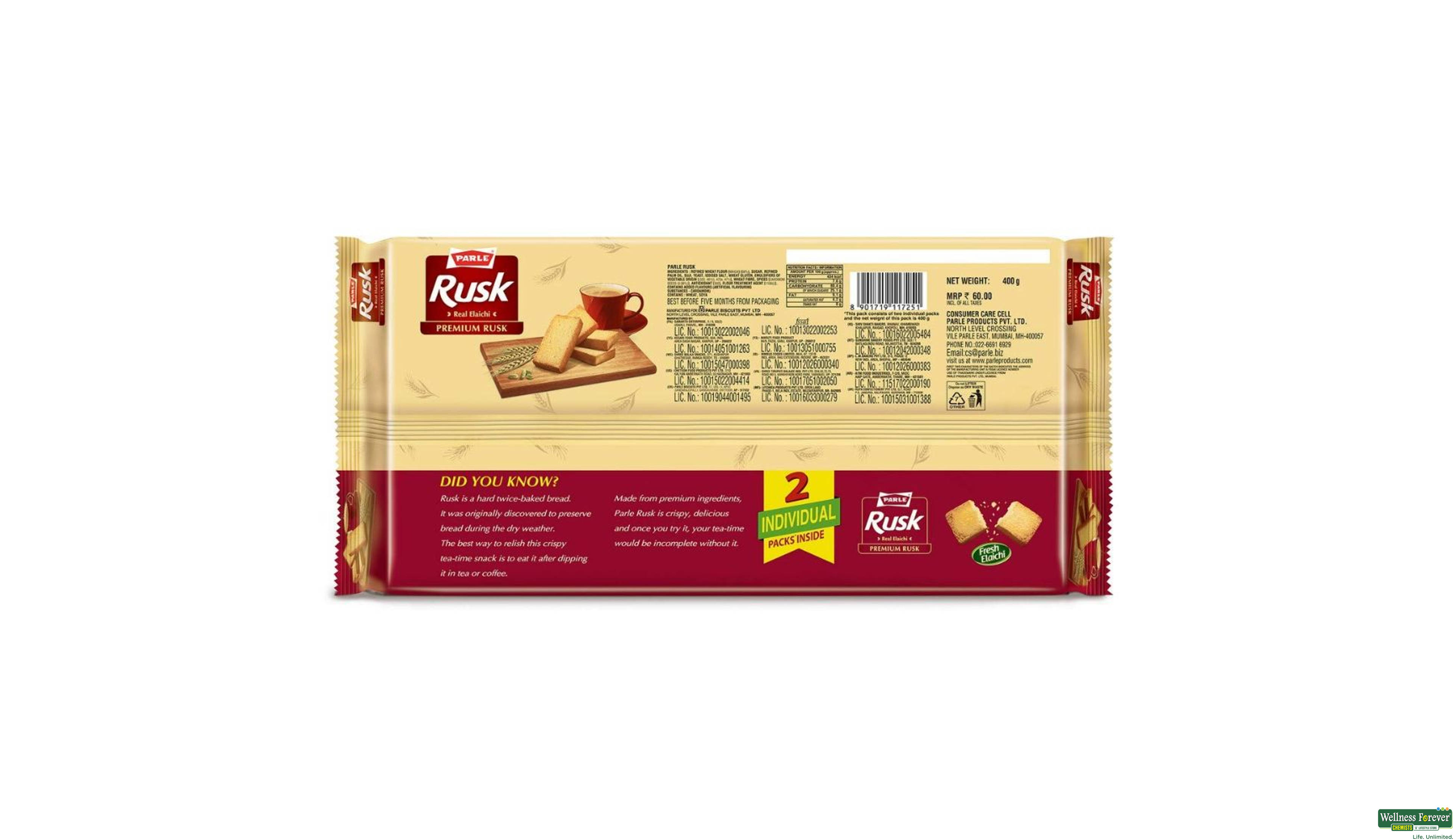 PARLE RUSK ELAICHI 400GM- 2, 400GM, 