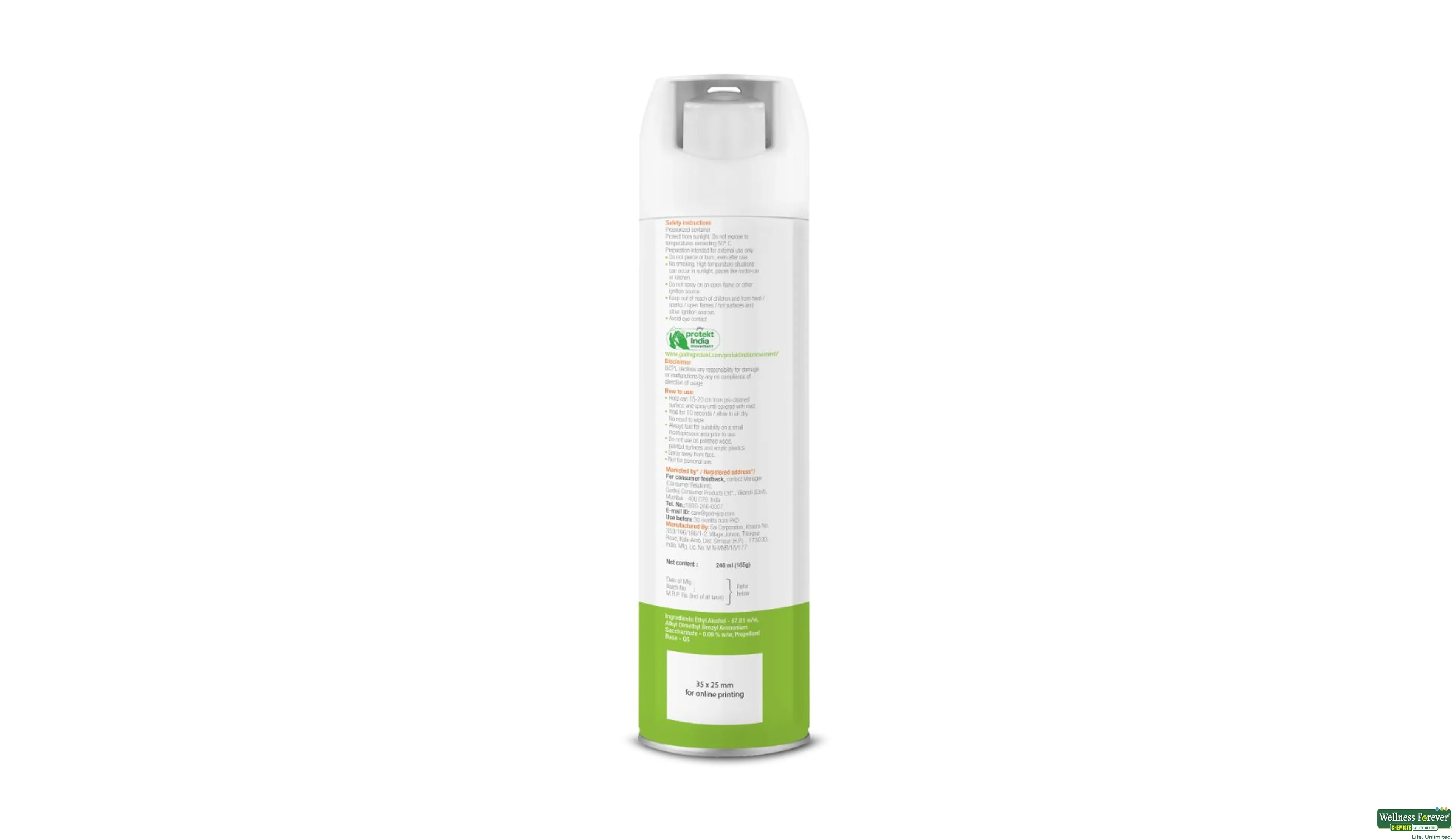 Buy Godrej Protekt Citrus Disinfectant Air And Surface Spray, 240 ml ...