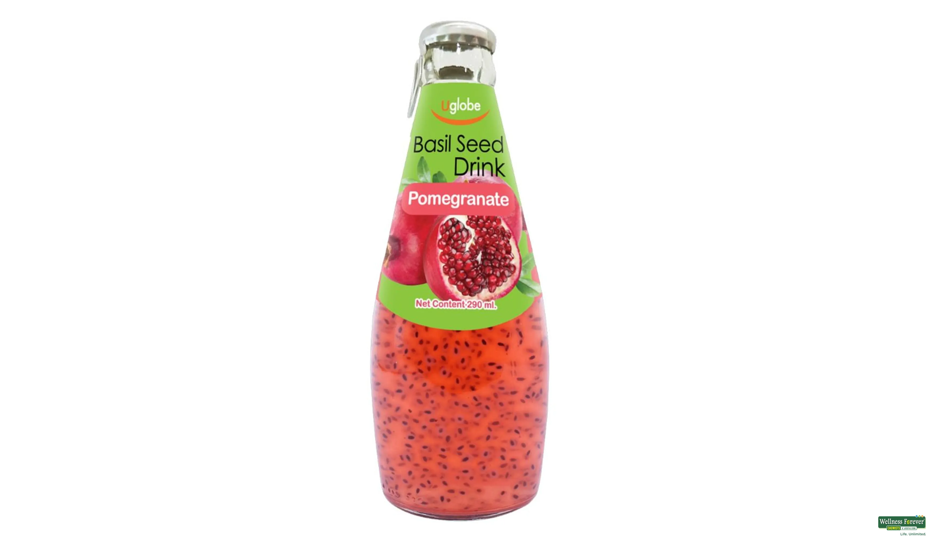 U GLOBE BASIL SEED DRINK POMEGRANATE 300ML- 1, 300ML, null